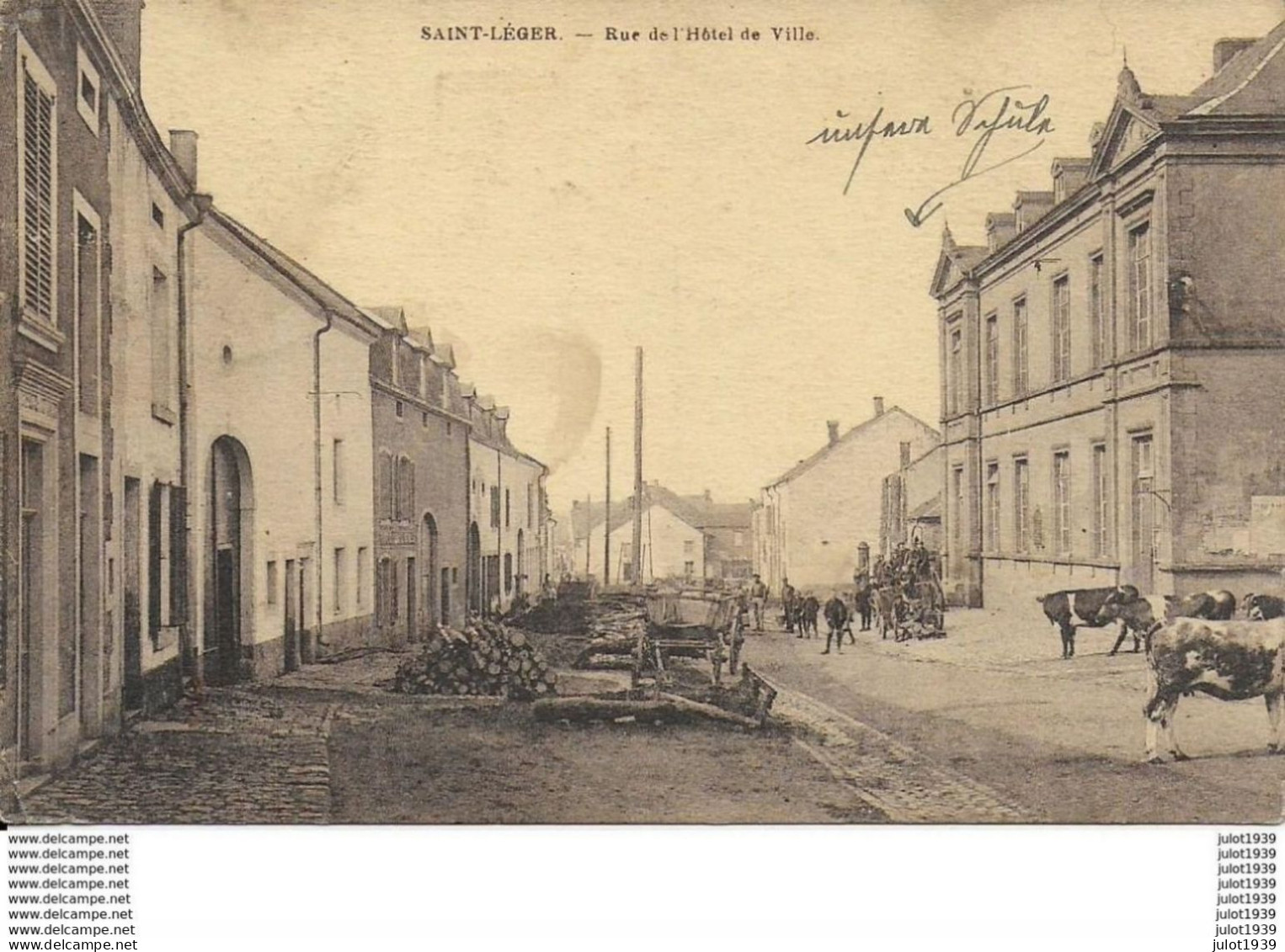 SAINT - LEGER ..-- Rue Hôtel De Ville . 1922 Vers HEFFINGEN . Voir Texte En Luxembourgeois !!!!!! - Saint-Leger