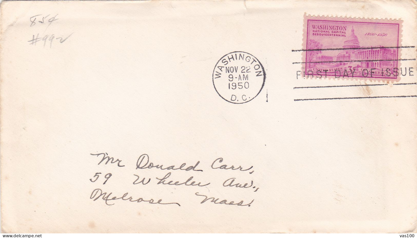 USA 1950, FDC COVER  WASHINGTON. - 1941-1950