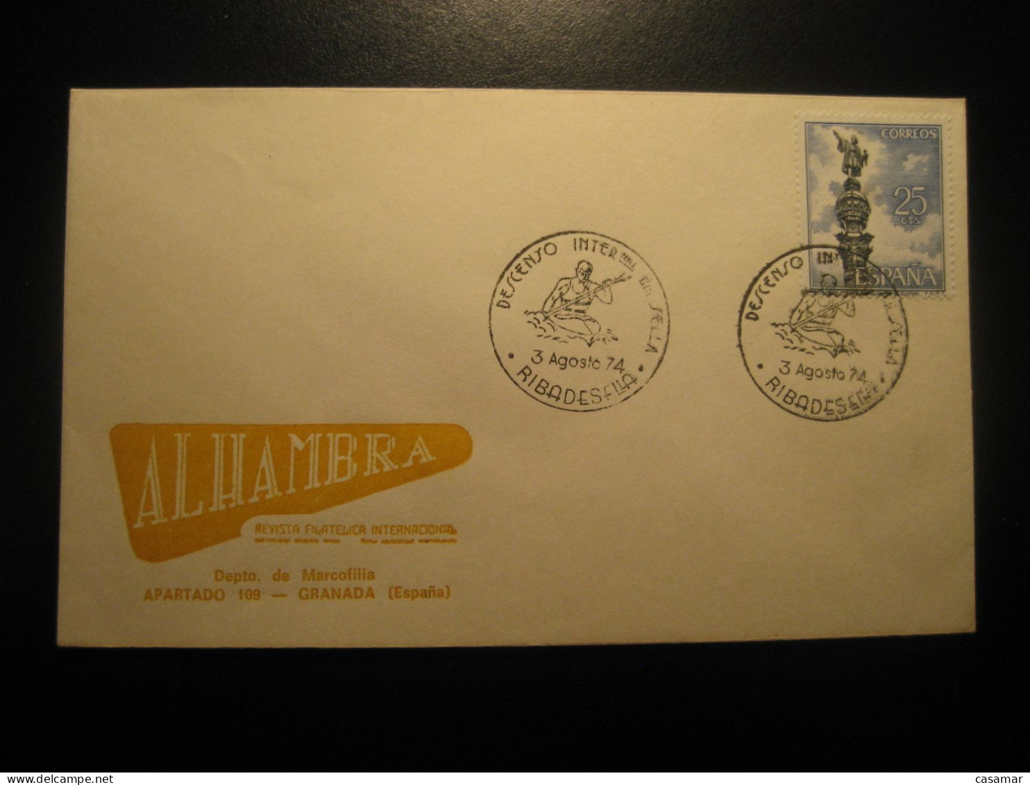 RIBADESELLA Asturias 1974 Descenso Int Sella Canoe Canoeing Rowing Piraguas Pirogues Remo Cancel Cover SPAIN - Canoa