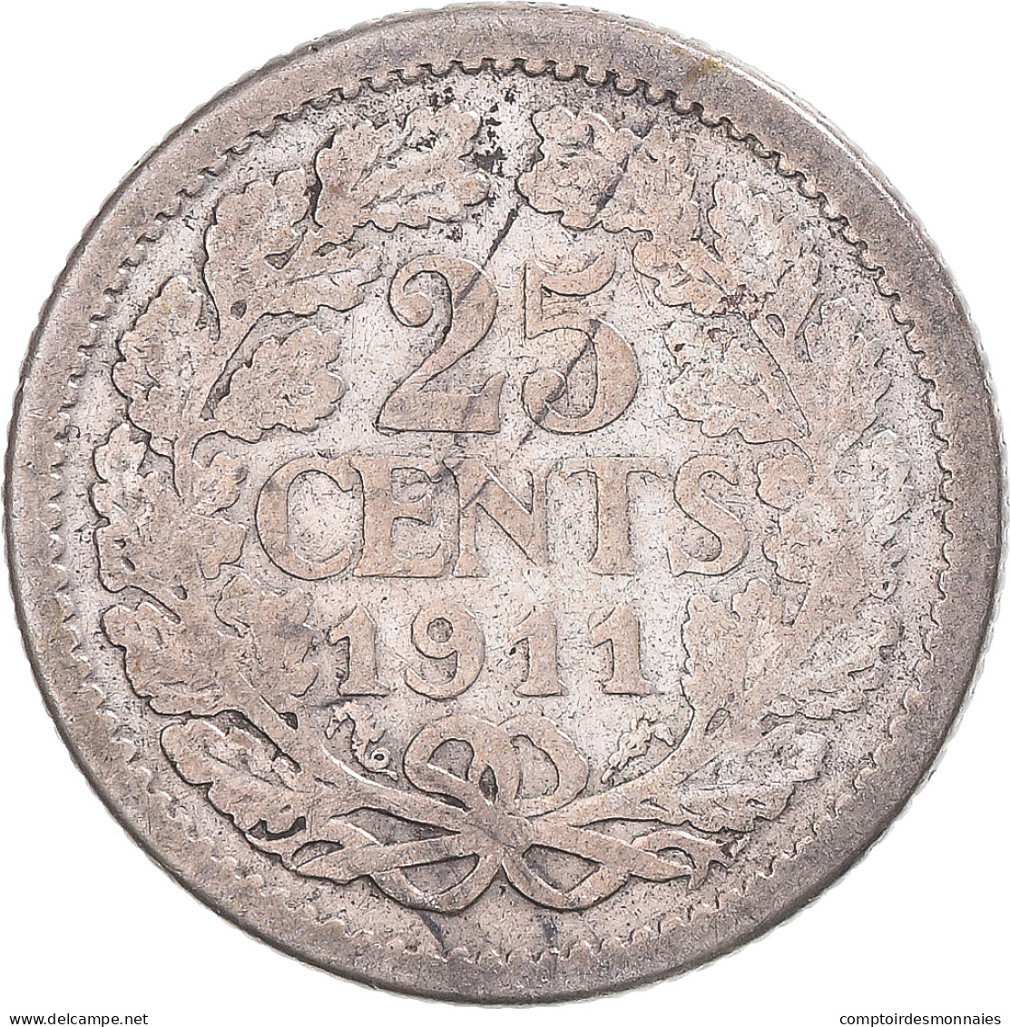 Monnaie, Pays-Bas, 25 Cents, 1911 - 25 Cent