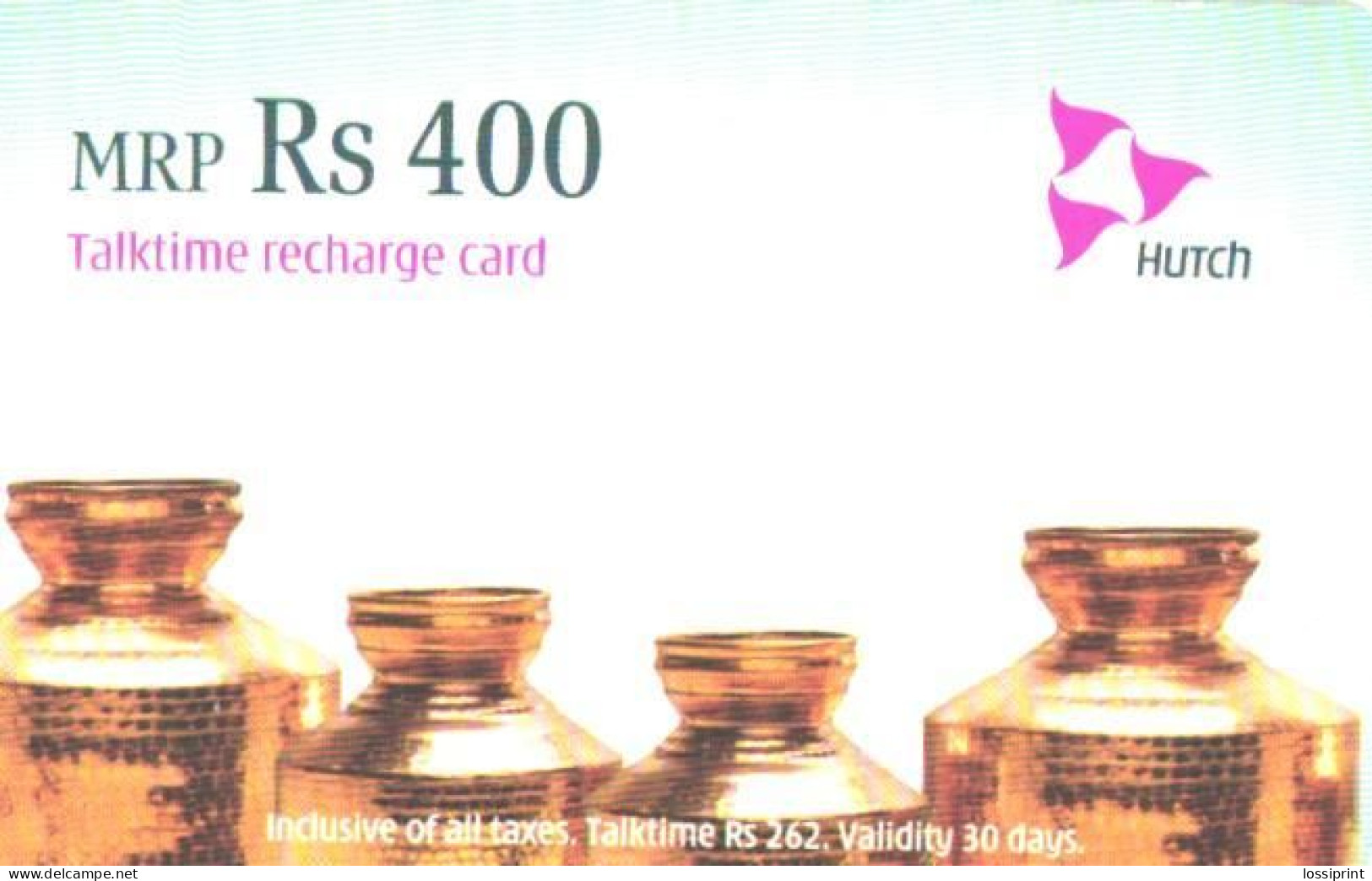 India:Used Phonecard, Hutch, 400 Rs, Copper Items, 2006 - Inde