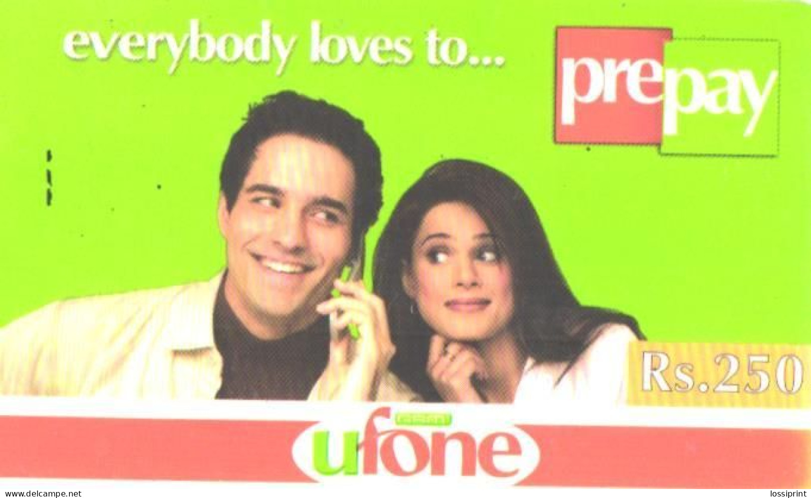 India:Used Phonecard, Ufone, 250 Rs., Man And Lady - India