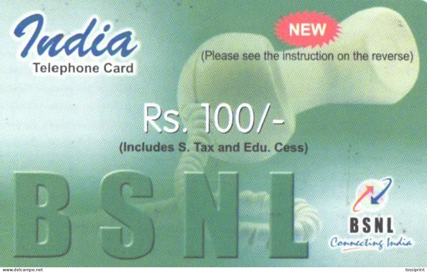 India:Used Phonecard, BSNL, 100 Rs., Advertising, 2006 - Indien