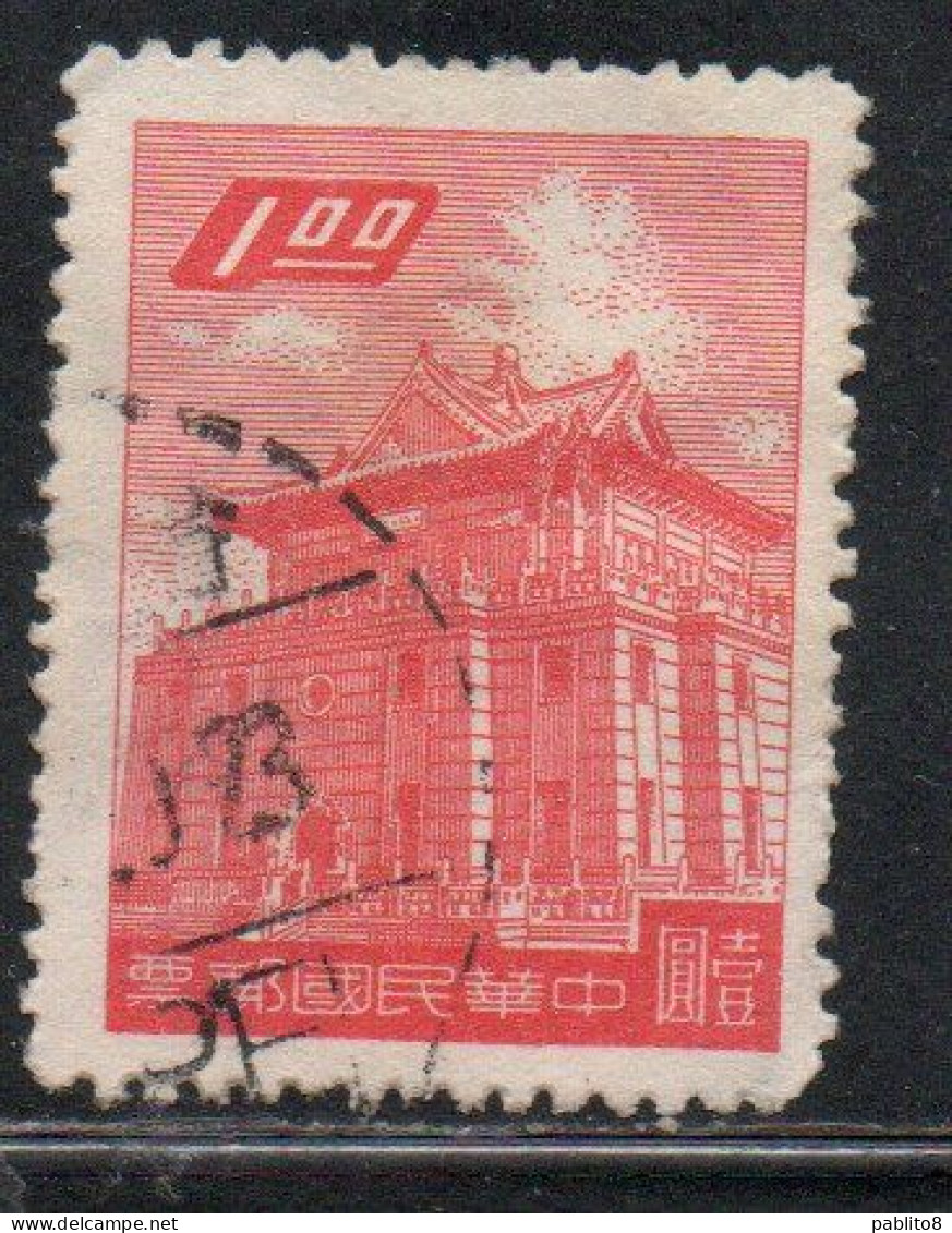 CHINA REPUBLIC REPUBBLICA DI CINA TAIWAN FORMOSA 1959 1960 CHU KWANG TOWER QUEMOY 1$ USED USATO OBLITERE' - Used Stamps