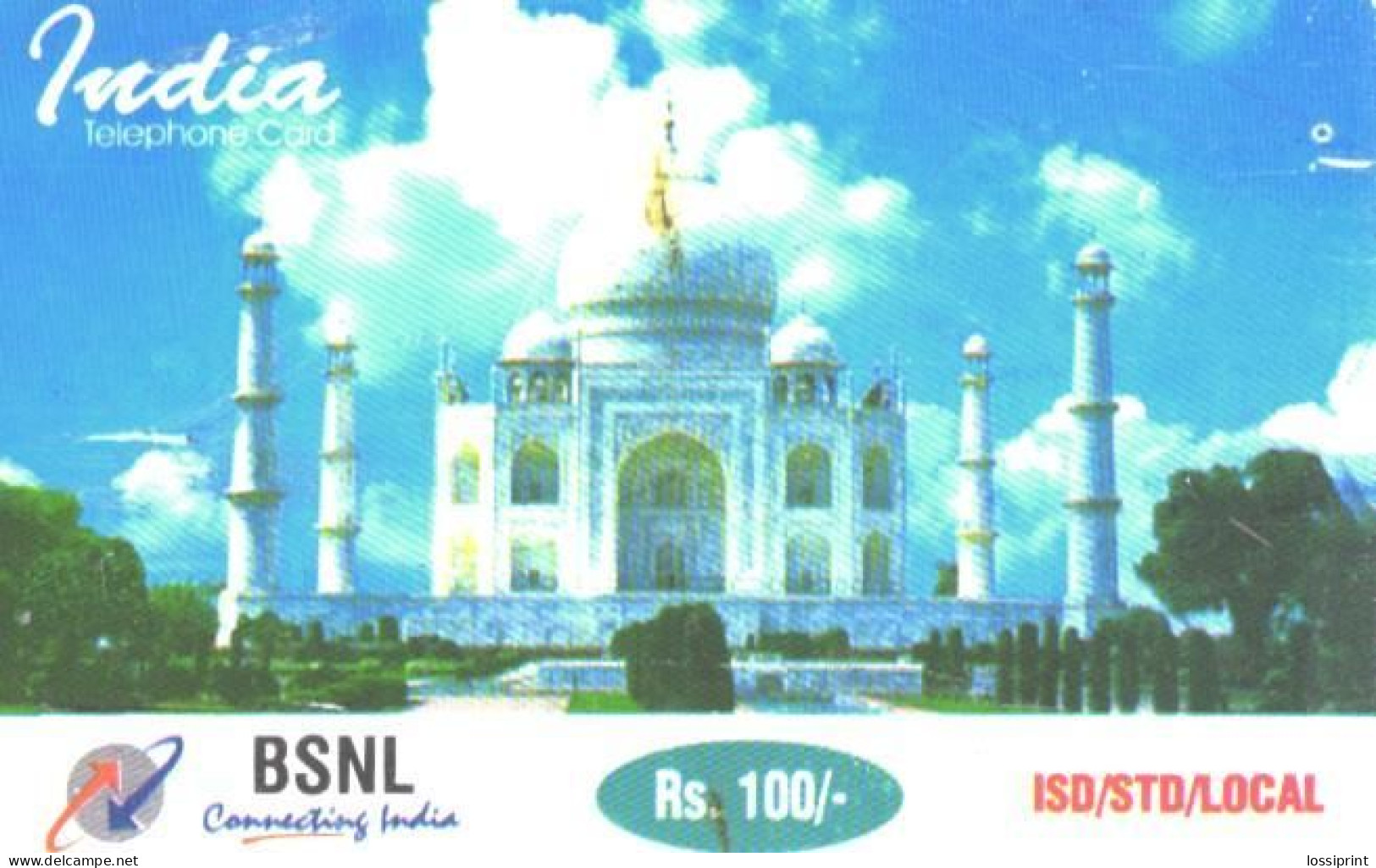 India:Used Phonecard, BSNL, 100 Rs., Taj Mahal - India
