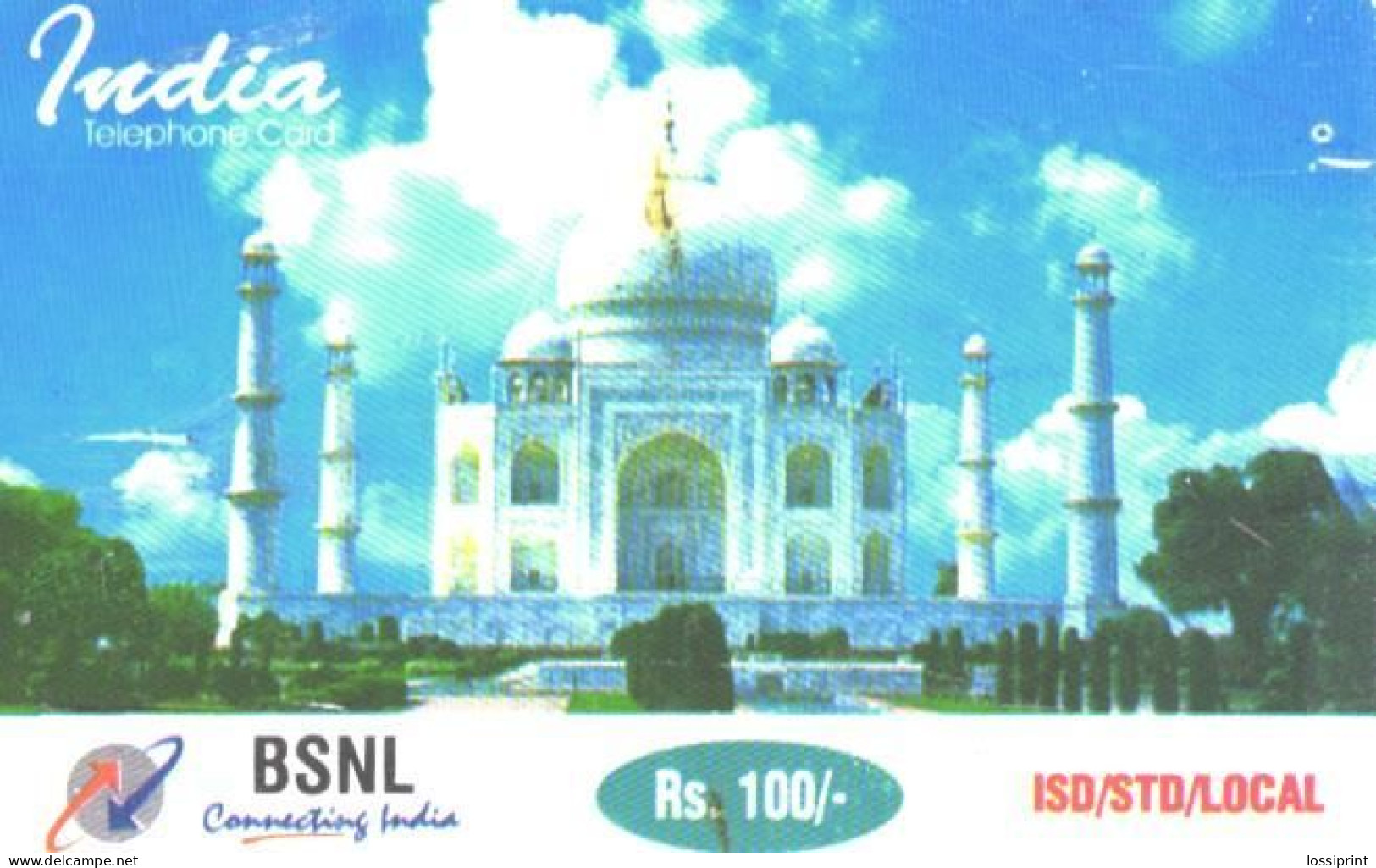 India:Used Phonecard, BSNL, 100 Rs., Taj Mahal - Inde