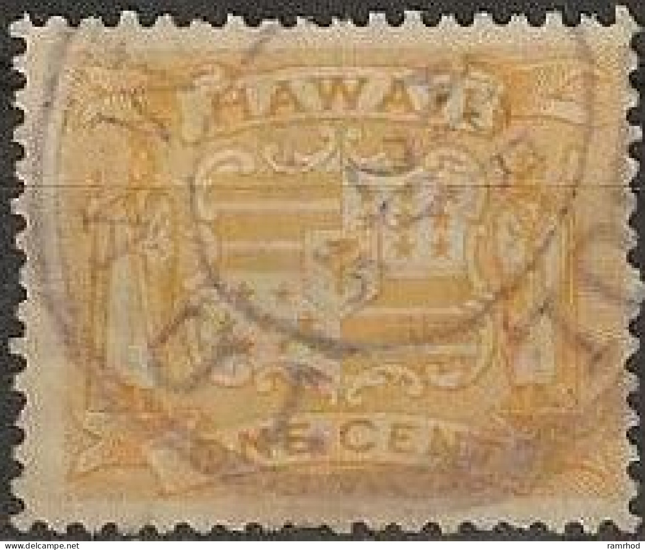 HAWAII 1894 Arms - 1c. - Orange FU - Hawai