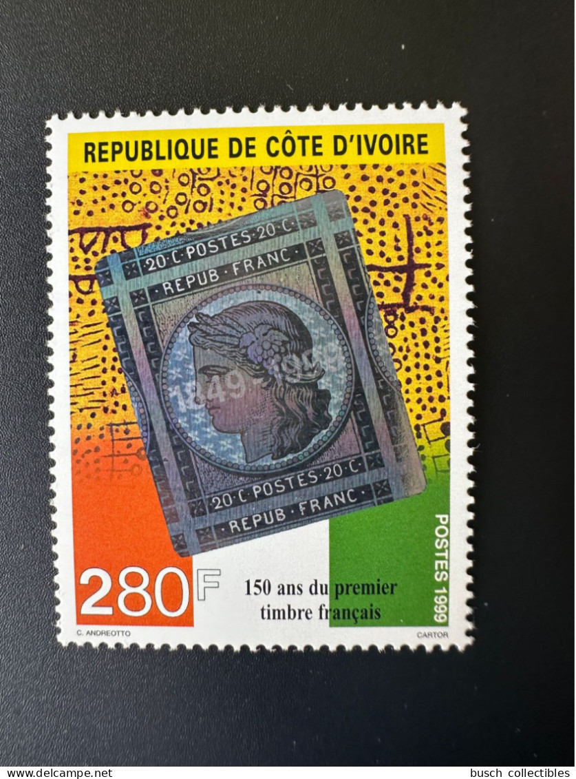 Côte D'Ivoire Ivory Coast 1999 Mi. 1218 150 Ans Premier Timbre Français Philexfrance Hologramme Hologramm - Ivoorkust (1960-...)