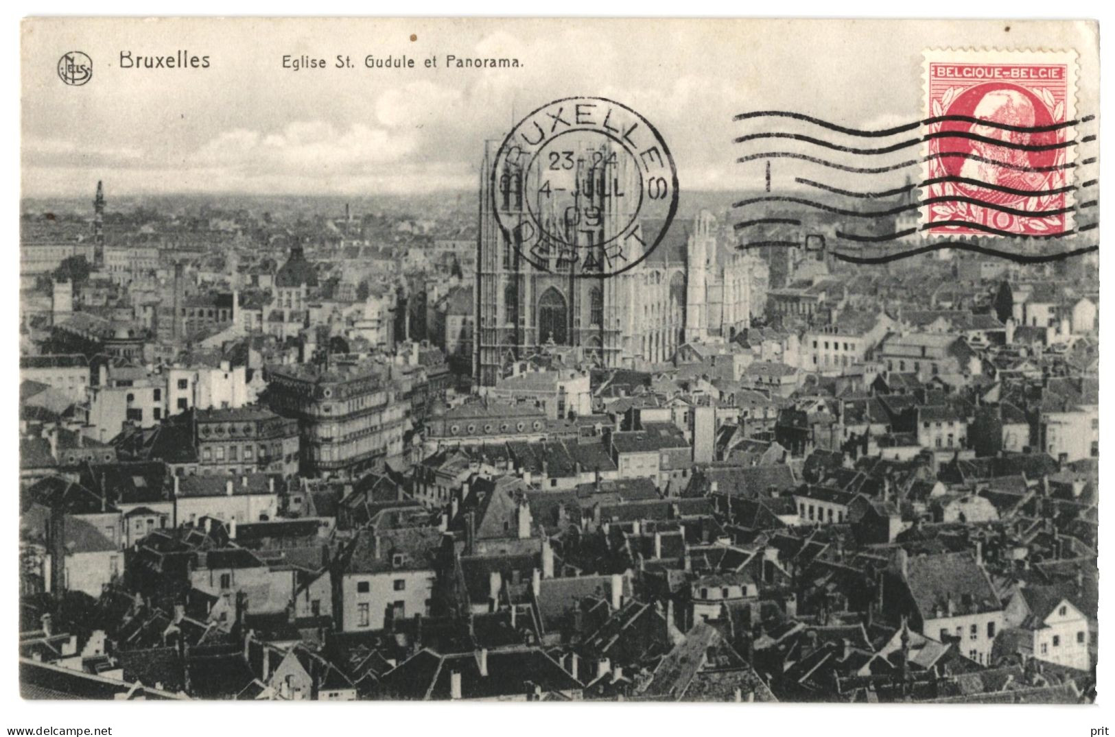 Bruxelles Eglise St. Gudule Et Panorama 1909 Used Real Photo Postcard. Publisher Ed.Nels, Bruxelles - Panoramische Zichten, Meerdere Zichten