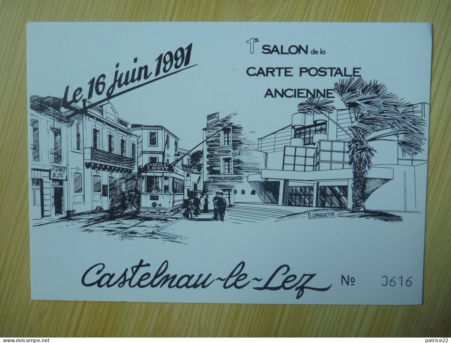 CPSM Inédite CASTELNAU LE LEZ 1991 TRAMWAY CHOCOLAT LOUIT Illustration Lanquetin 1er Salon Carte Postale Ancienne - Castelnau Le Lez