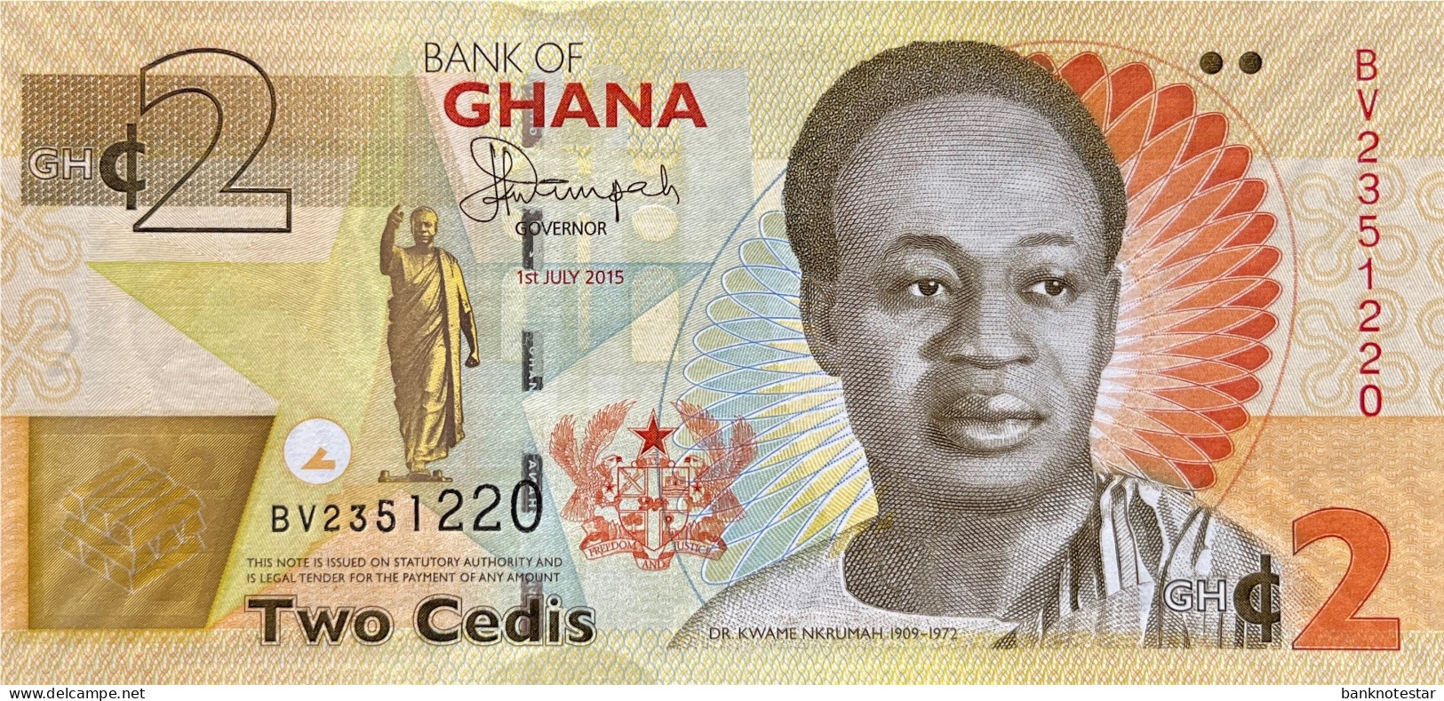 Ghana 2 Cedis, P-37Ad (2015) - UNC - Ghana