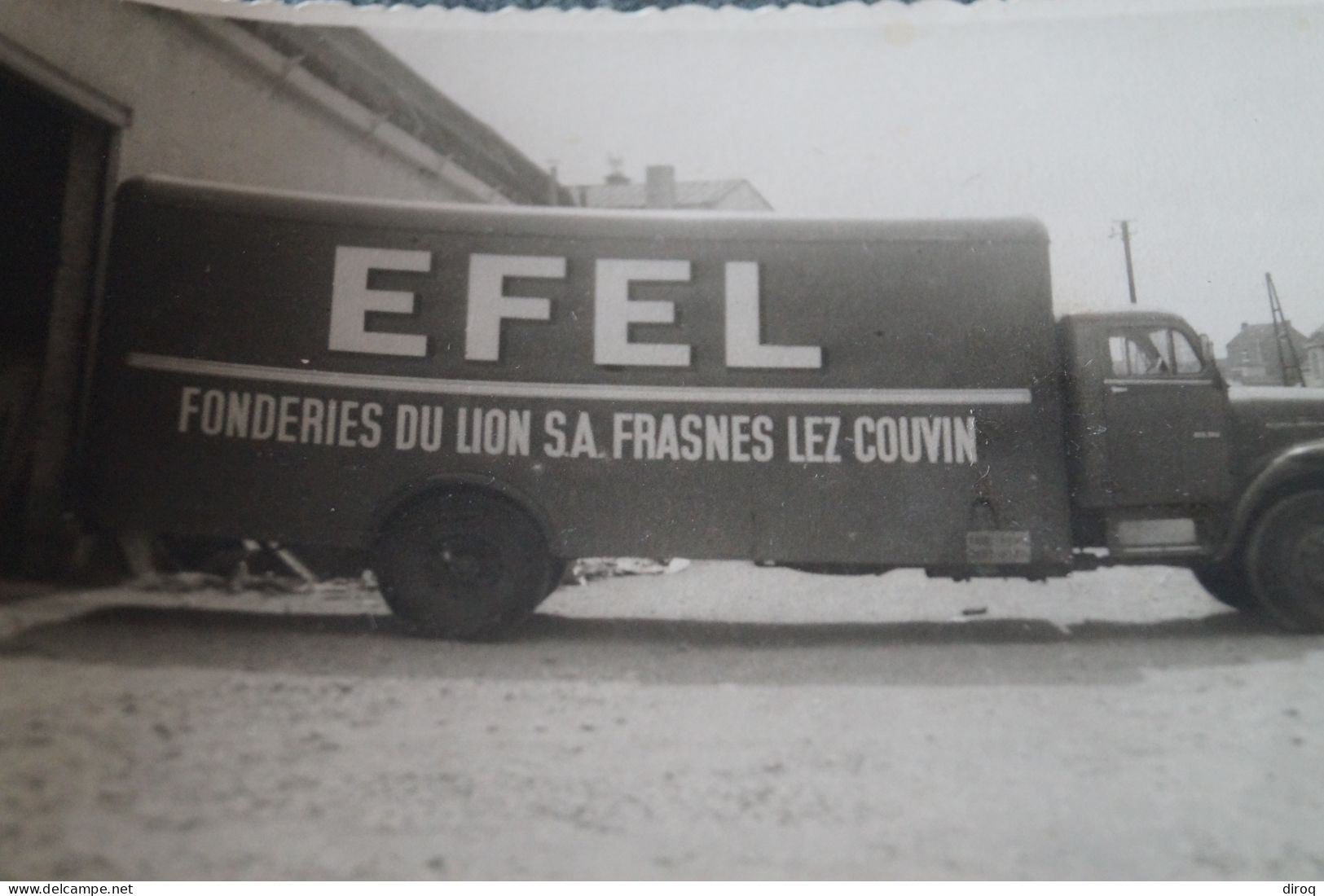 Frasnes Lez Couvin,RARE,ancienne Carte Postale Photo,camion,EFEL,fonderie Du Lion,13,5 Cm./9 Cm. - Couvin