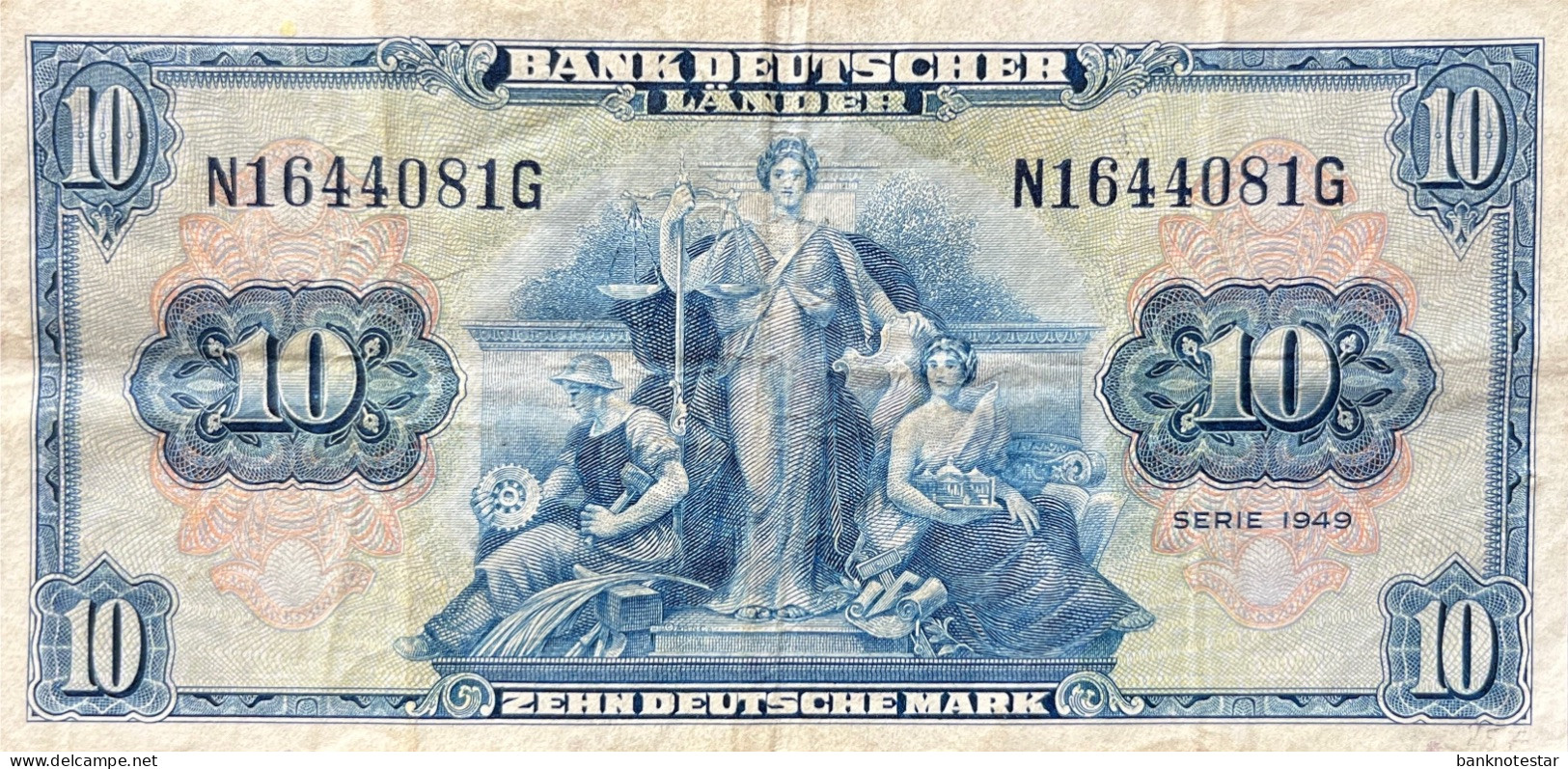 Germany 10 Mark, P-16 (22.08.1949) - Very Fine - 10 Deutsche Mark