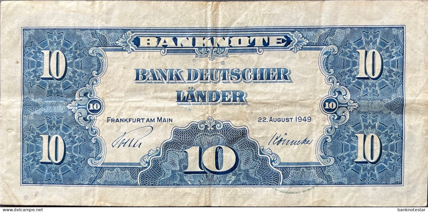 Germany 10 Mark, P-16 (22.08.1949) - Very Fine - 10 Deutsche Mark