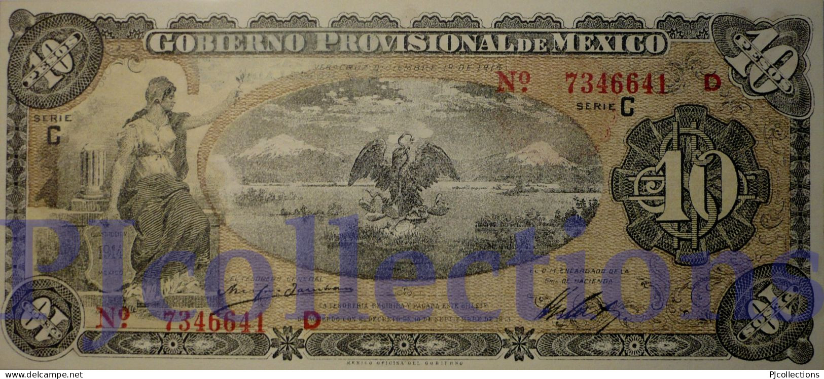 MEXICO 10 PESOS 1914 PICK S1107a UNC - Mexique