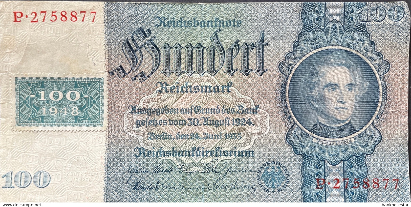 Germany East 100 Mark, P-7a (1948) - Very Fine - 100 Deutsche Mark