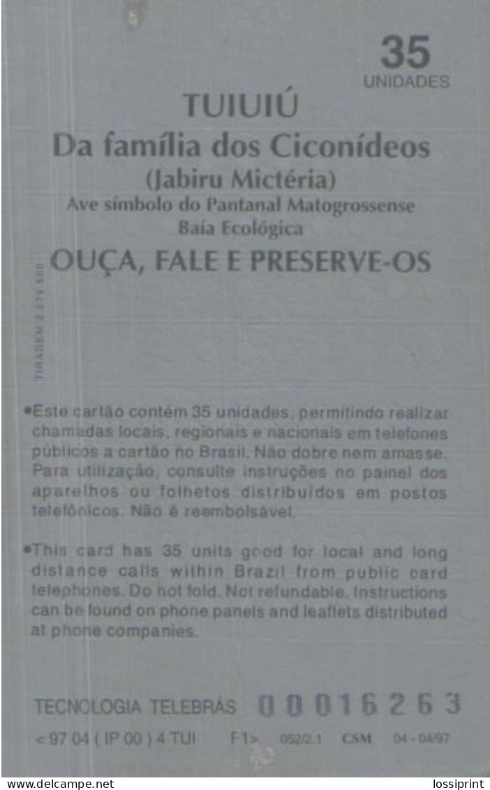 Brasil:Brazil:Used Phonecard, Sistema Telebras, 35 Units, Bird - Call-box - Brasilien