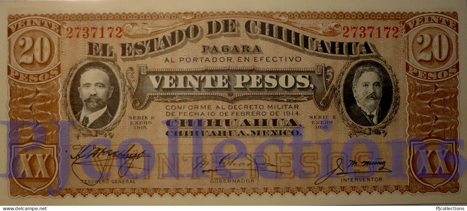 MEXICO 20 PESOS 1915 PICK S537b UNC - Mexique