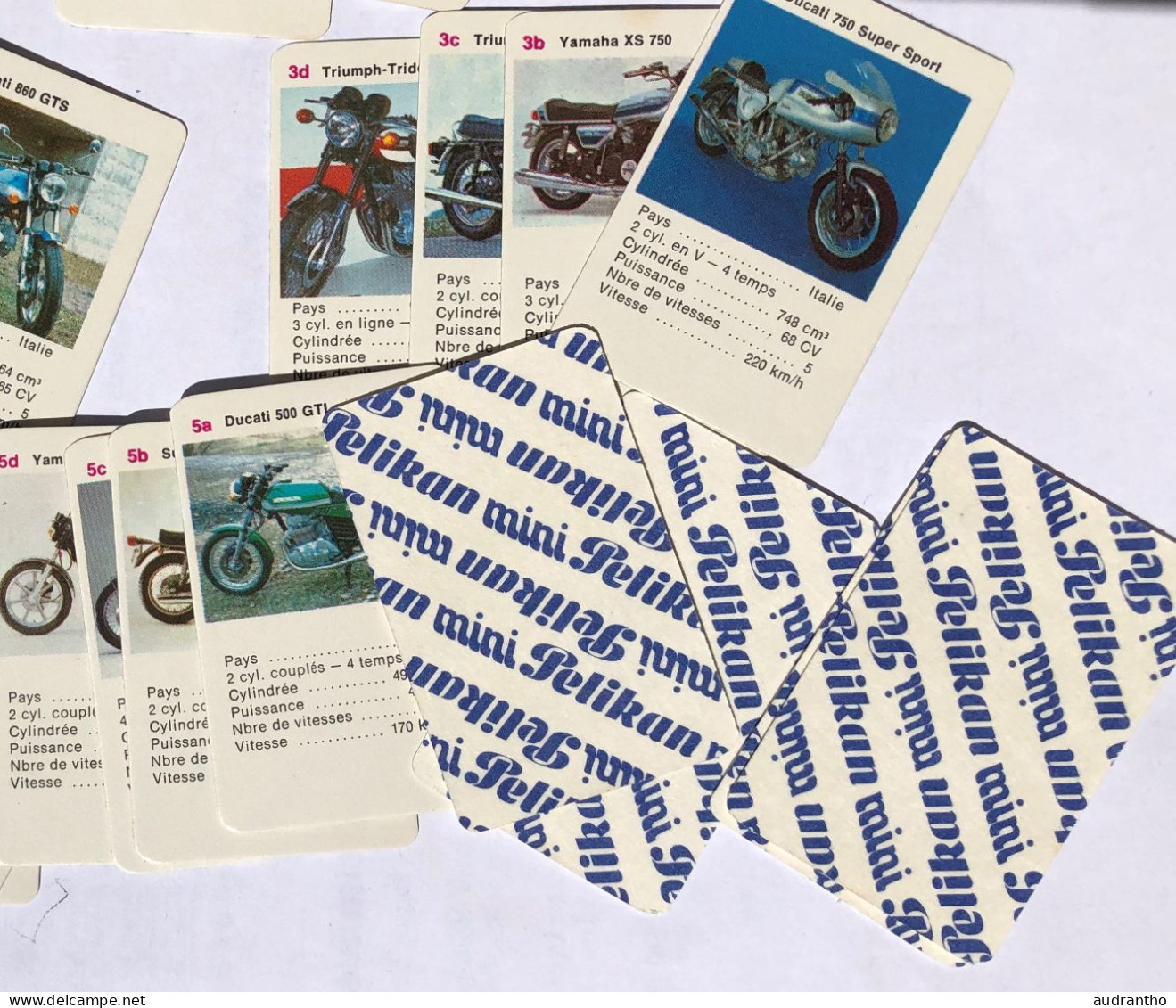 Mini Jeu De 25 Cartes Famille - Années 70 - Quartettes Motos Ducati Yamaha Susuki Triumph - Pelikan - Moto