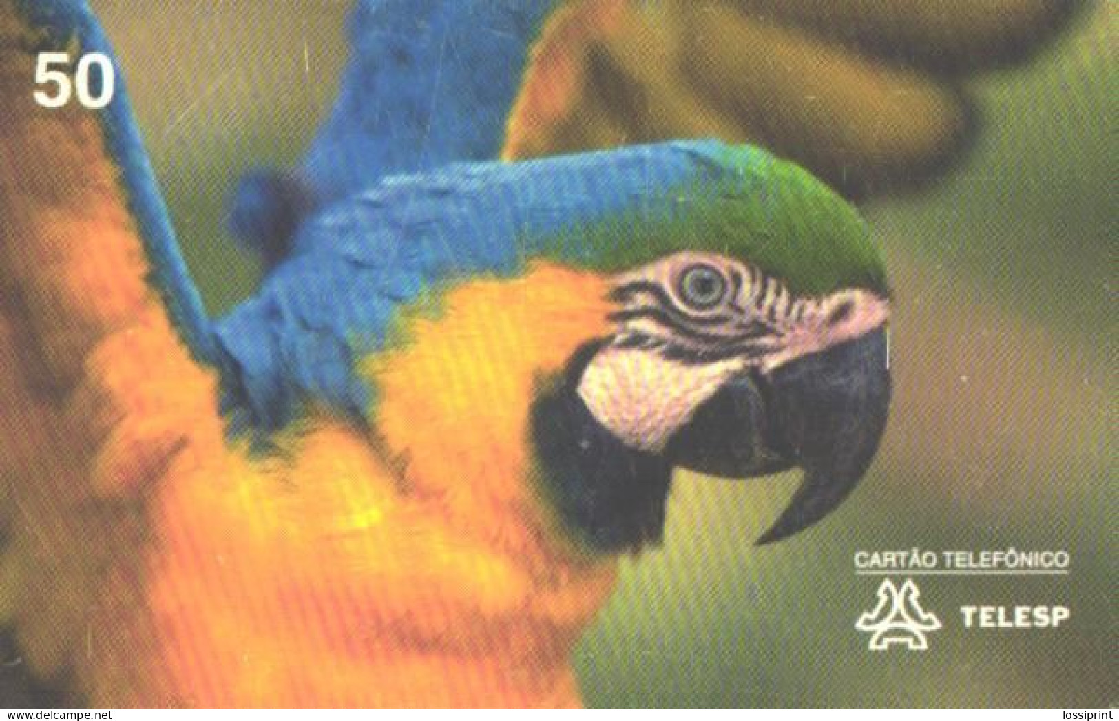 Brasil:Brazil:Used Phonecard, TeleSP, 50 Units, Bird, Parrot, Ara Ararauna - Brasilien