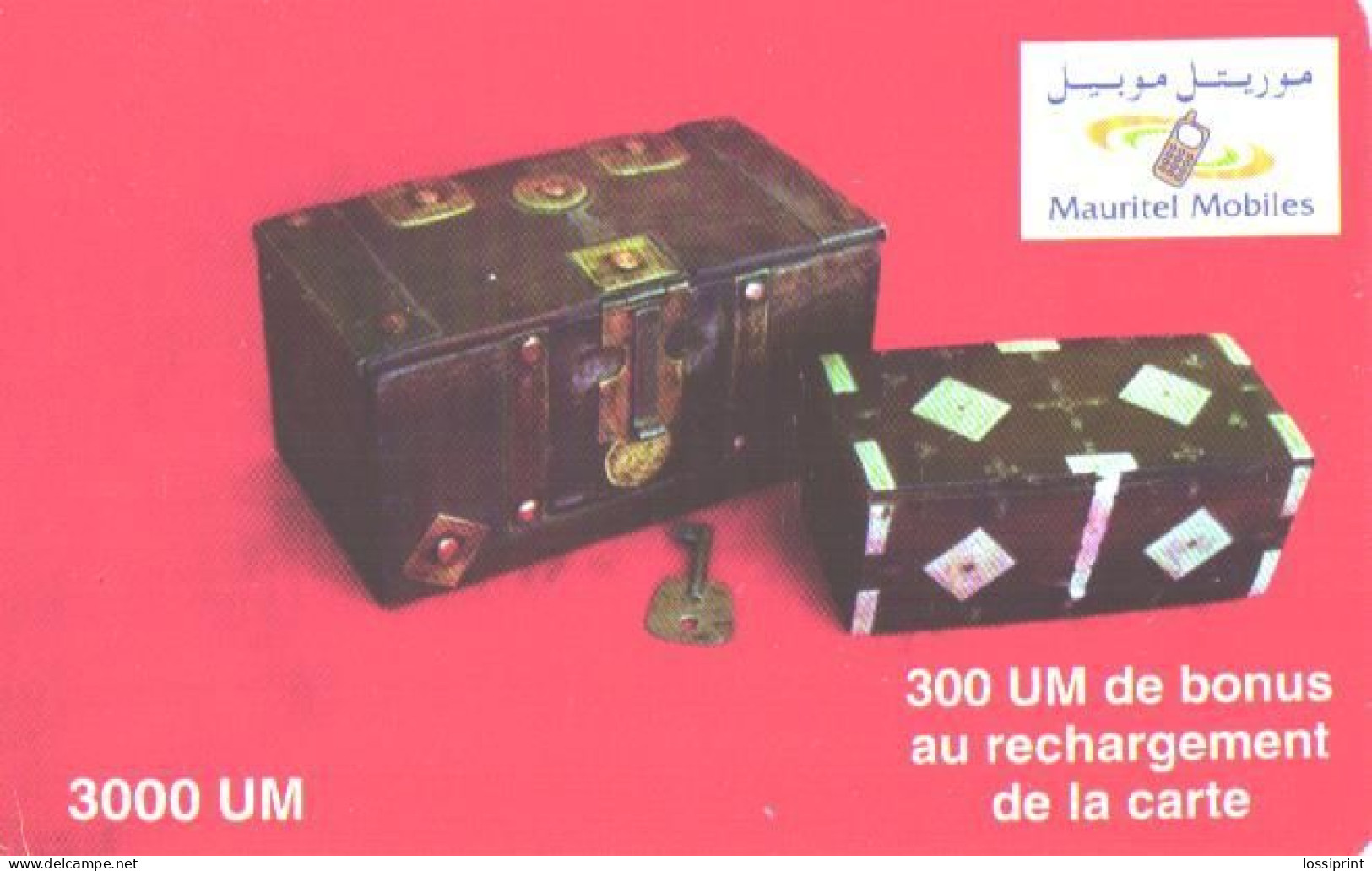 Mauritania:Used Phonecard, Mauritel Mobiles, 3000 UM, Boxes - Mauritanie