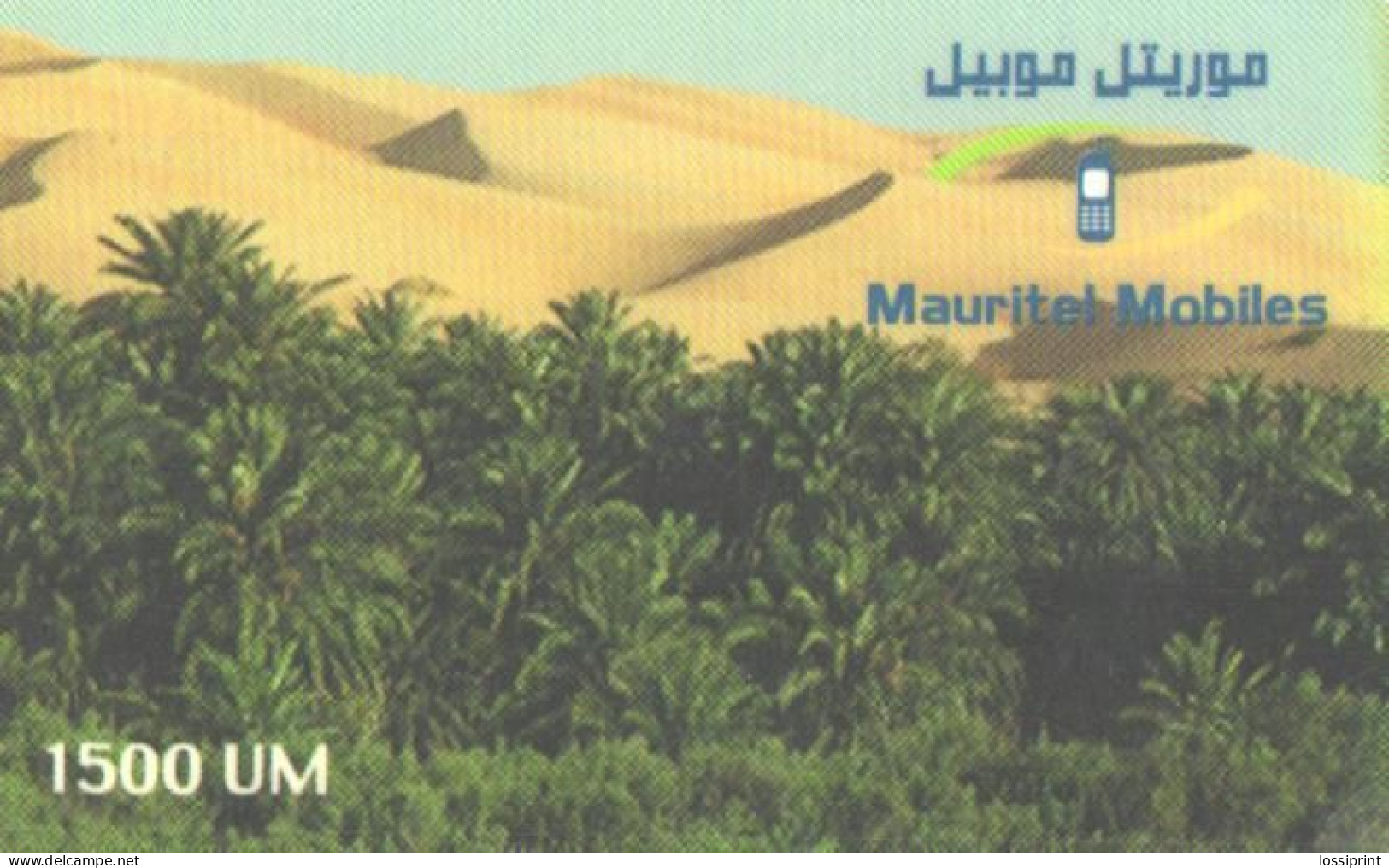 Mauritania:Used Phonecard, Mauritel Mobiles, 1500 UM, Landscape, 2002 - Mauritanie