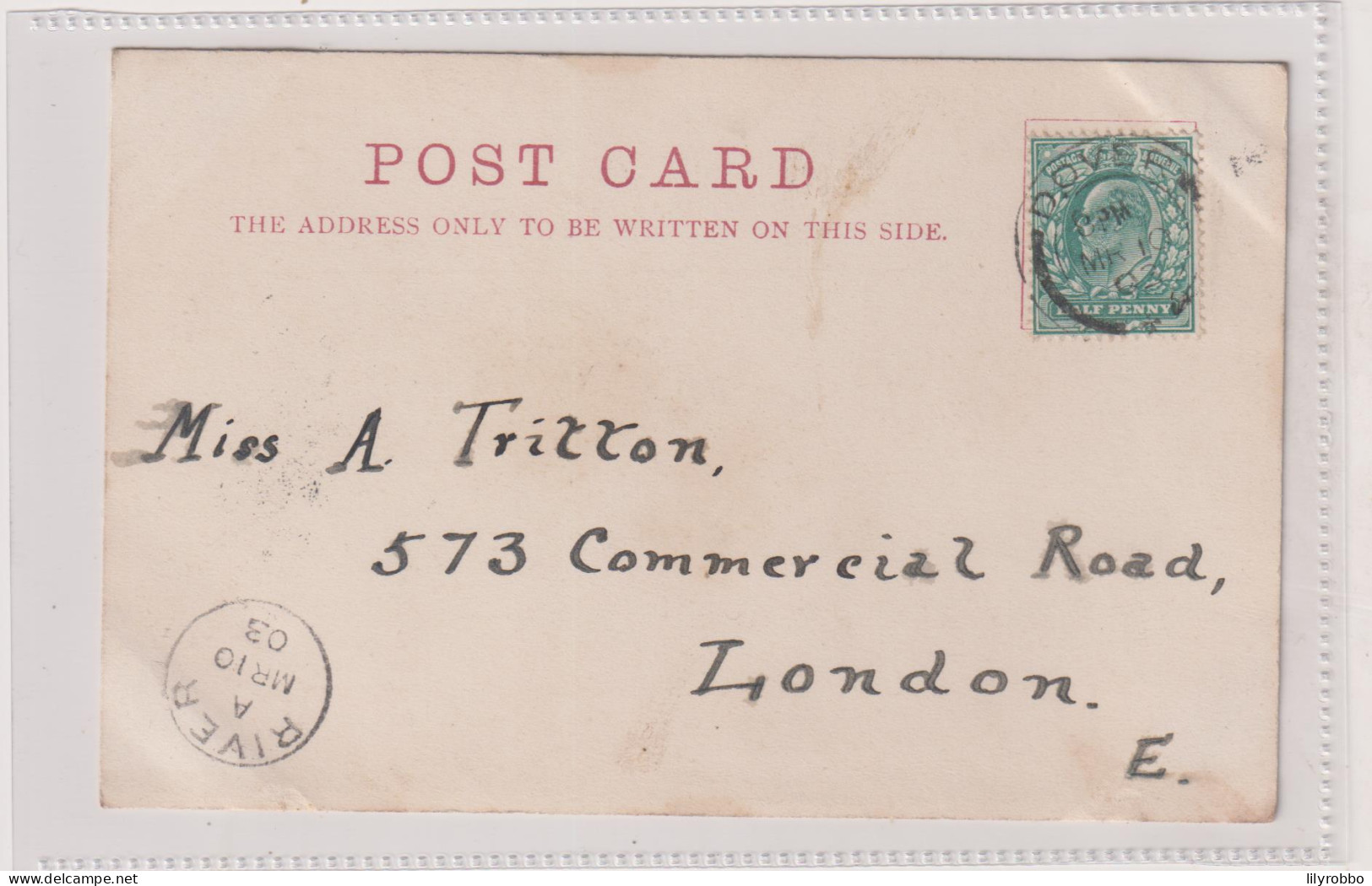 UK Scotland Kyles Of Bute  1903 - Undivided Rear  Dover Postmark Plus Rare RIVER Thimble Postmark - Bute