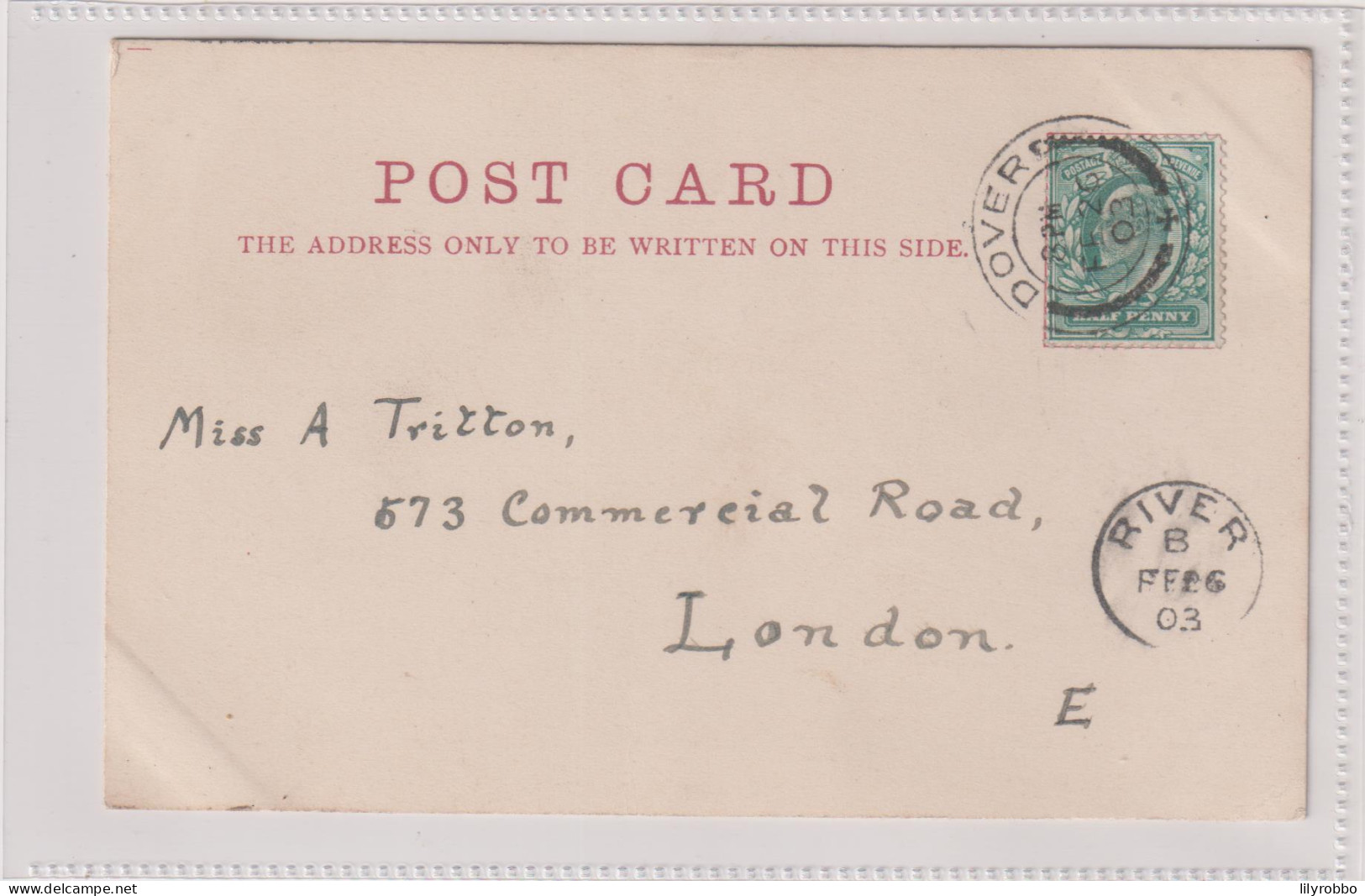 UK SCotland ROTHESAY CASTLE 1903 - Undivided Rear  Dover Postmark Plus Rare RIVER Thimble Postmark - Bute