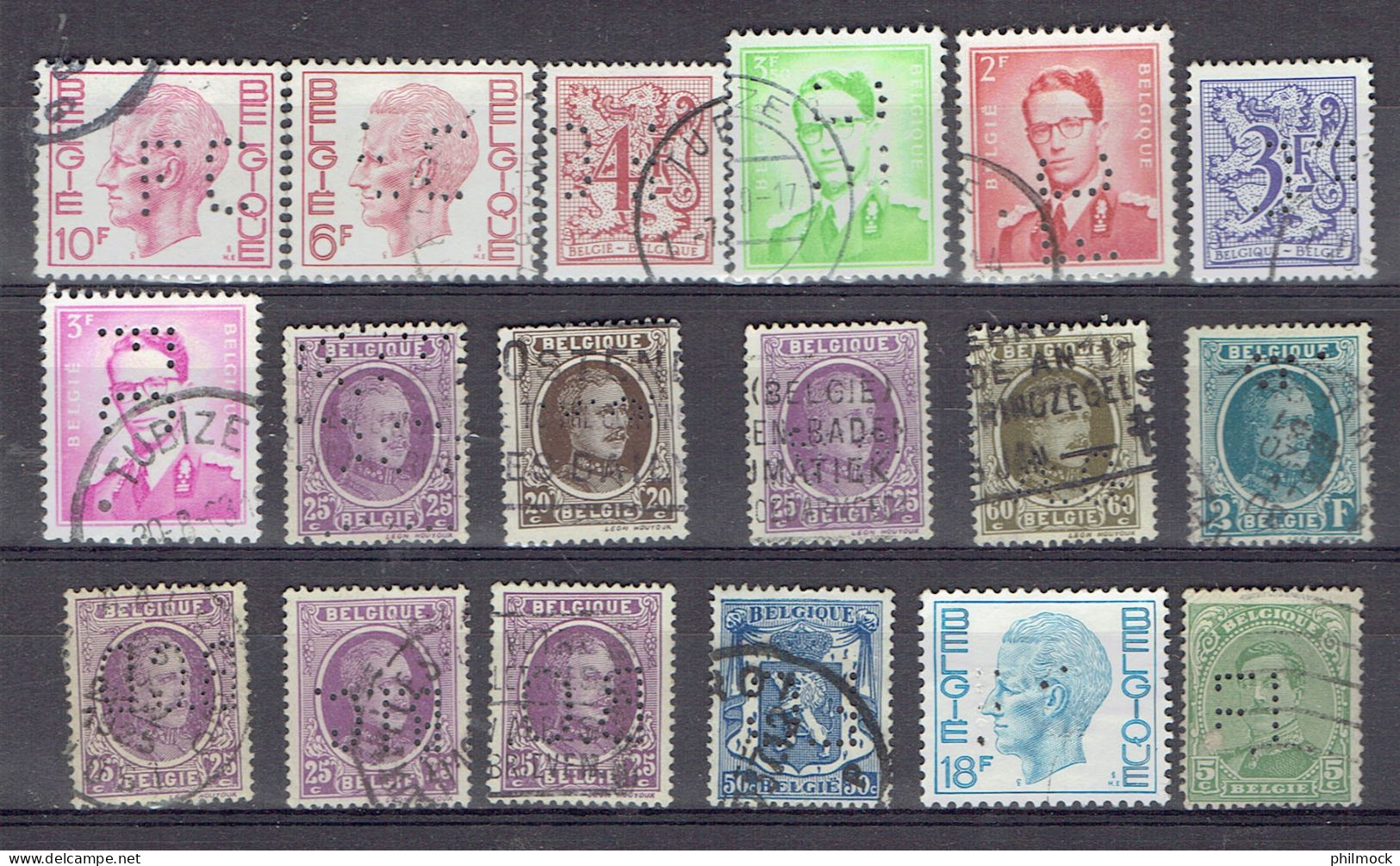 30P - 1 - Set Perforés Belgique - Tous Différents - All Différent - Perforated - Geperforeed - Non Classés