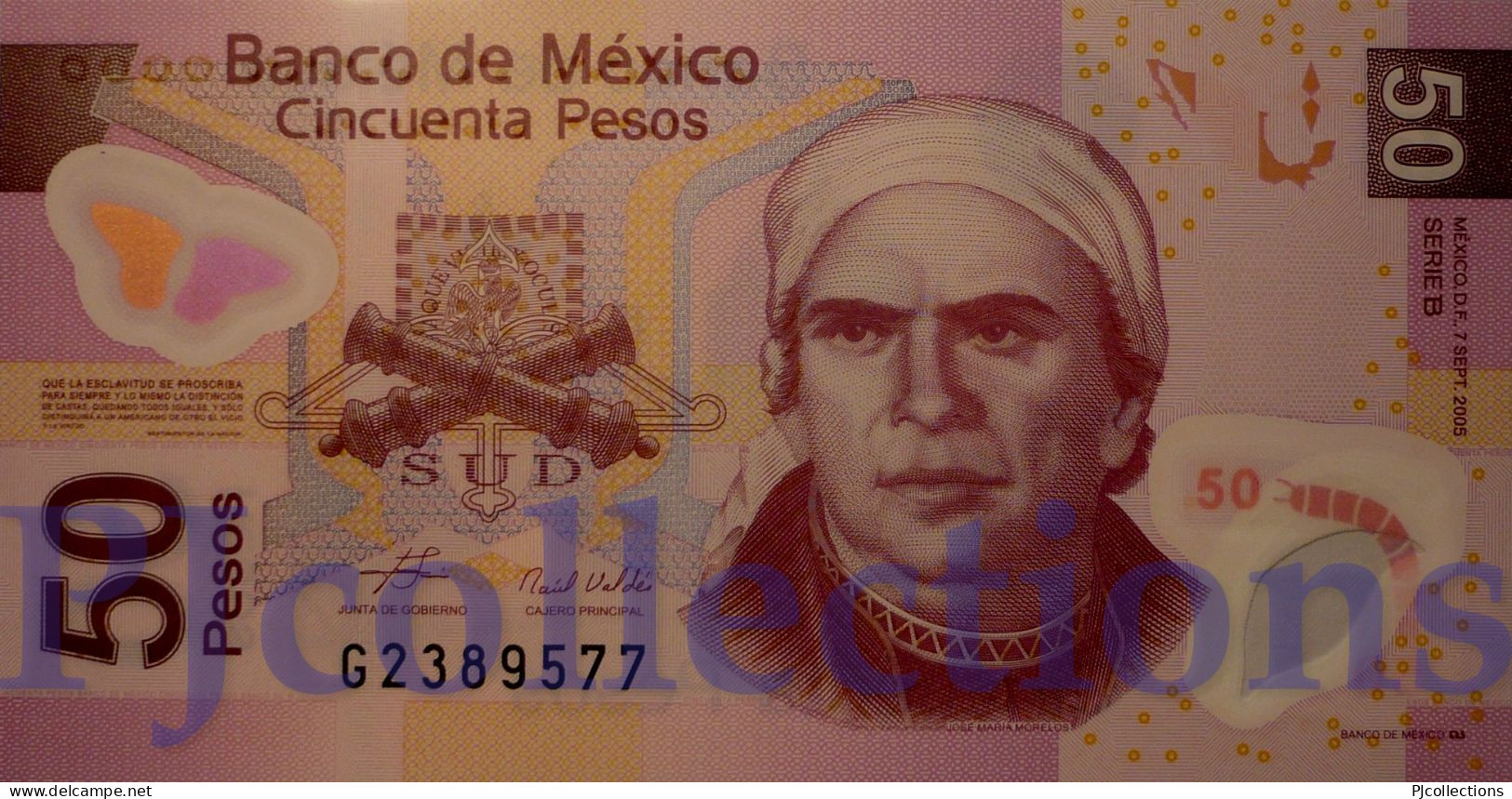 MEXICO 50 PESOS 2005 PICK 123 POLYMER UNC - Mexique