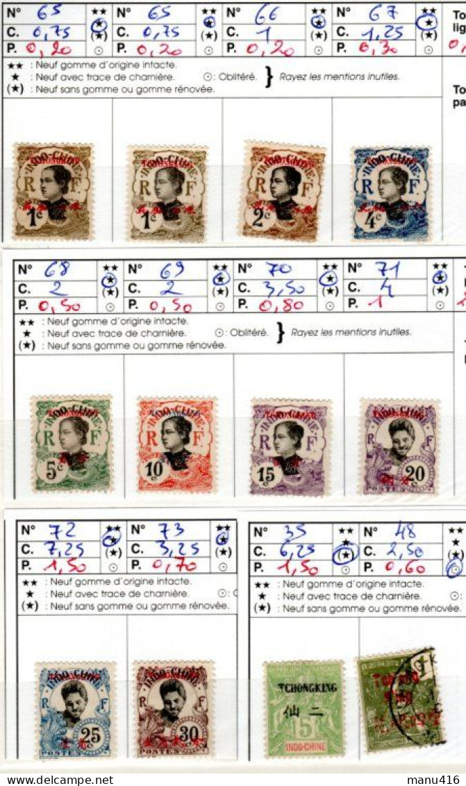 Tchong-King  Lot De 34 Timbres Neufs Et Oblitérés, Cote 108 Euros, Voir Le Scan. - Nuevos