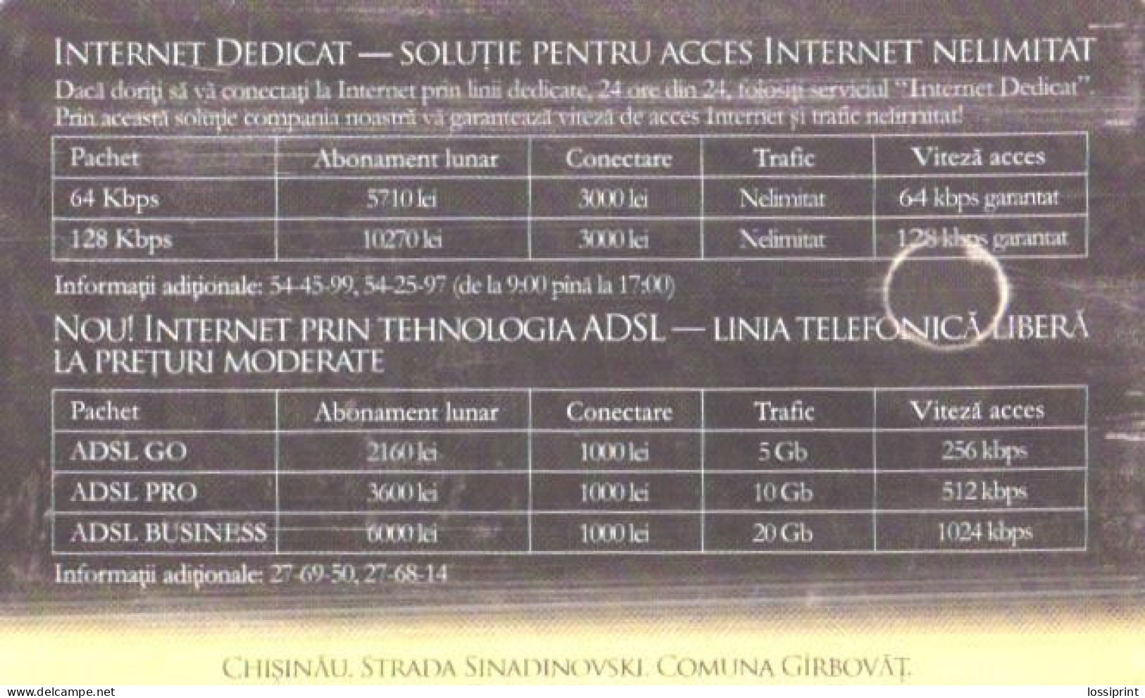 Moldova:Used Phonecard, Moldtelecom, 200 Impulses, Chisinau, Sinadinovski Street - Moldova