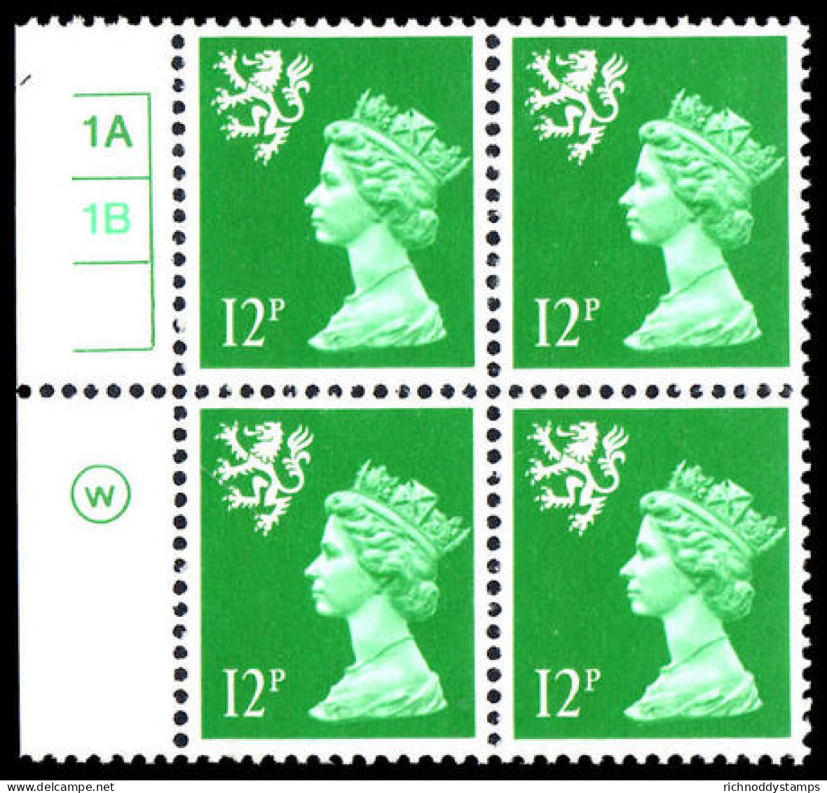 Scotland 1971-93 12p Bright Emerald Litho Waddington Block Of 4 Unmounted Mint. - Scotland