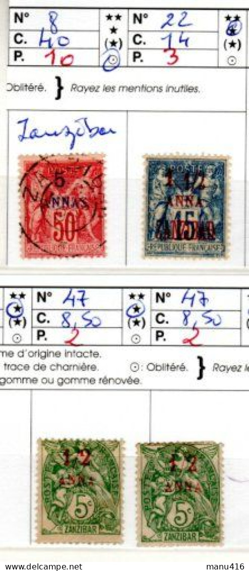 Zanzibar N°8, 22, 47 X 2 Neufs Et Oblitéré, Cote 71 Euros, Voir Le Scan. - Unused Stamps