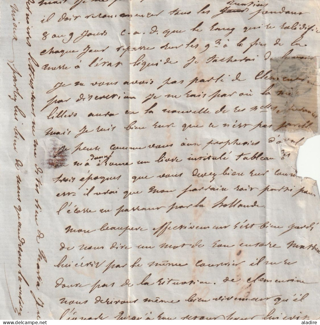 1859 - portion de lettre pliée avec correspondance en français de Sicile SE vers Paris, France - via Marseille & Lyon