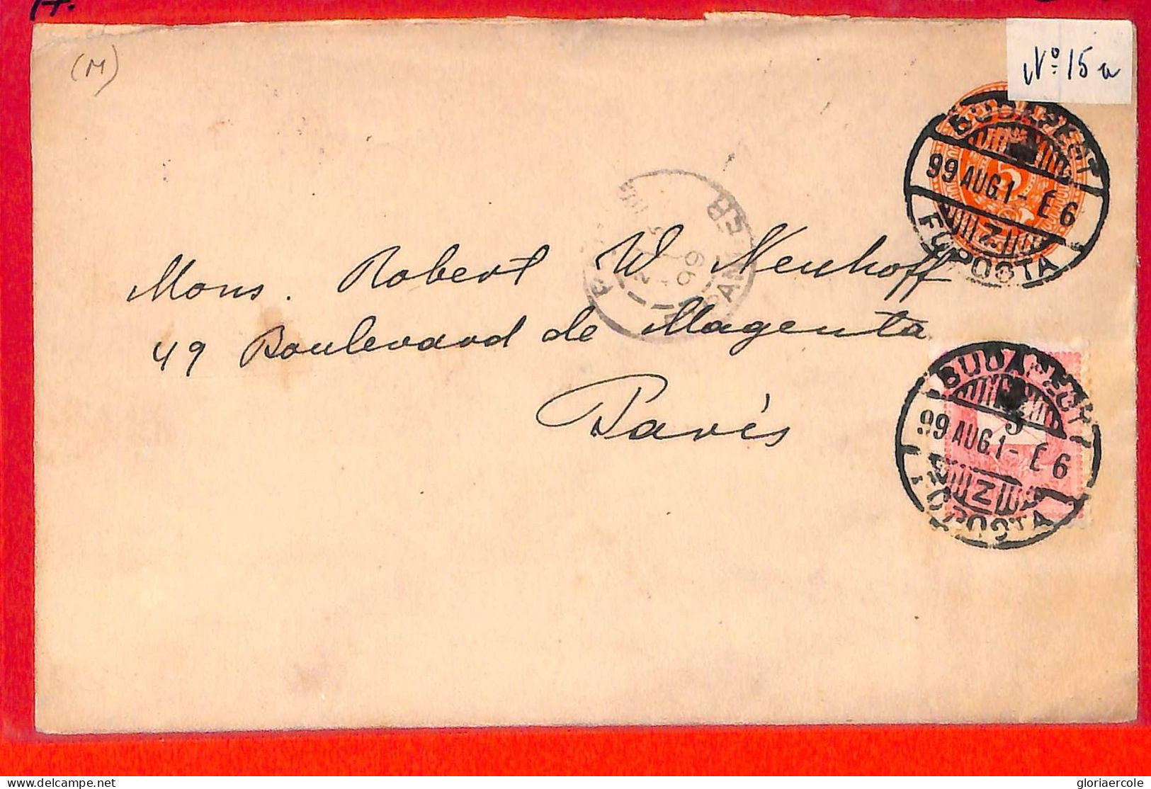 Aa1974 - HUNGARY - Postal History -  POSTAL STATIONERY  COVER To FRANCE 1899 - Service