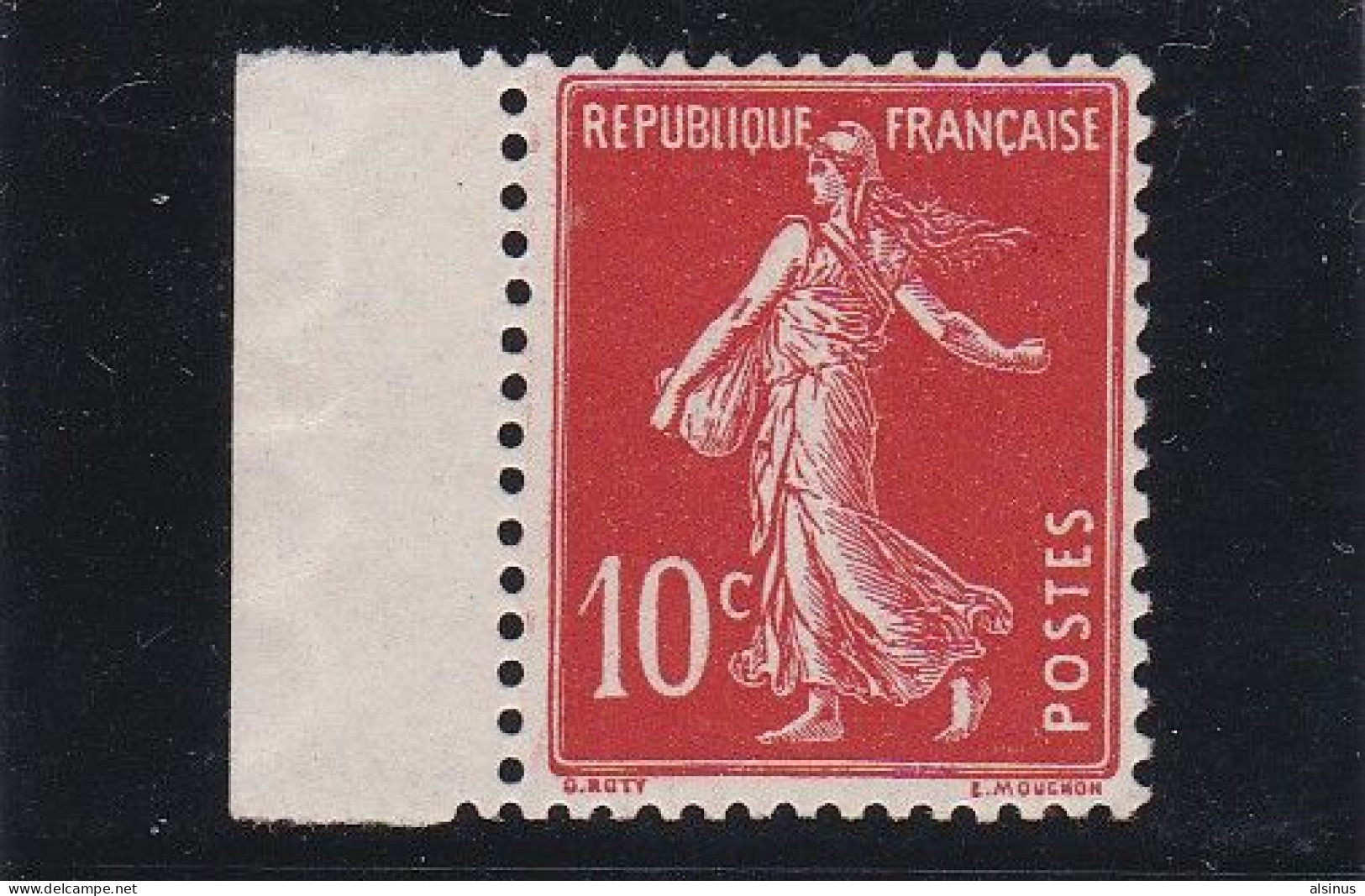 FRANCE - 1907 - SEMEUSE FOND PLEIN - 10 C ROUGE ECARLATE - N° 138 C - NEUF - SIGNE BRUN - Ongebruikt