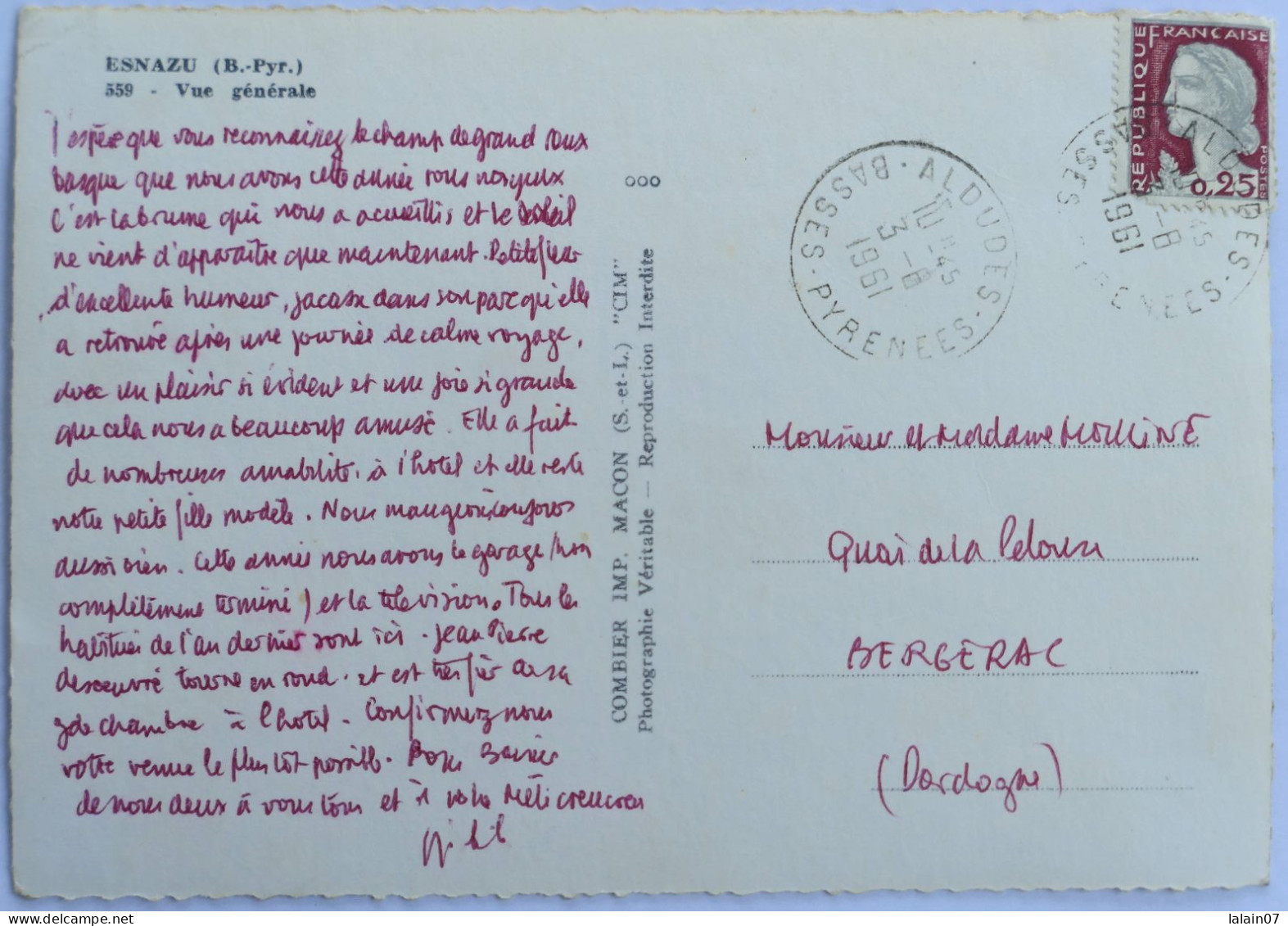 Carte Postale : 64 : ESNAZU : Vue Générale, Timbre En 1961 - Aldudes