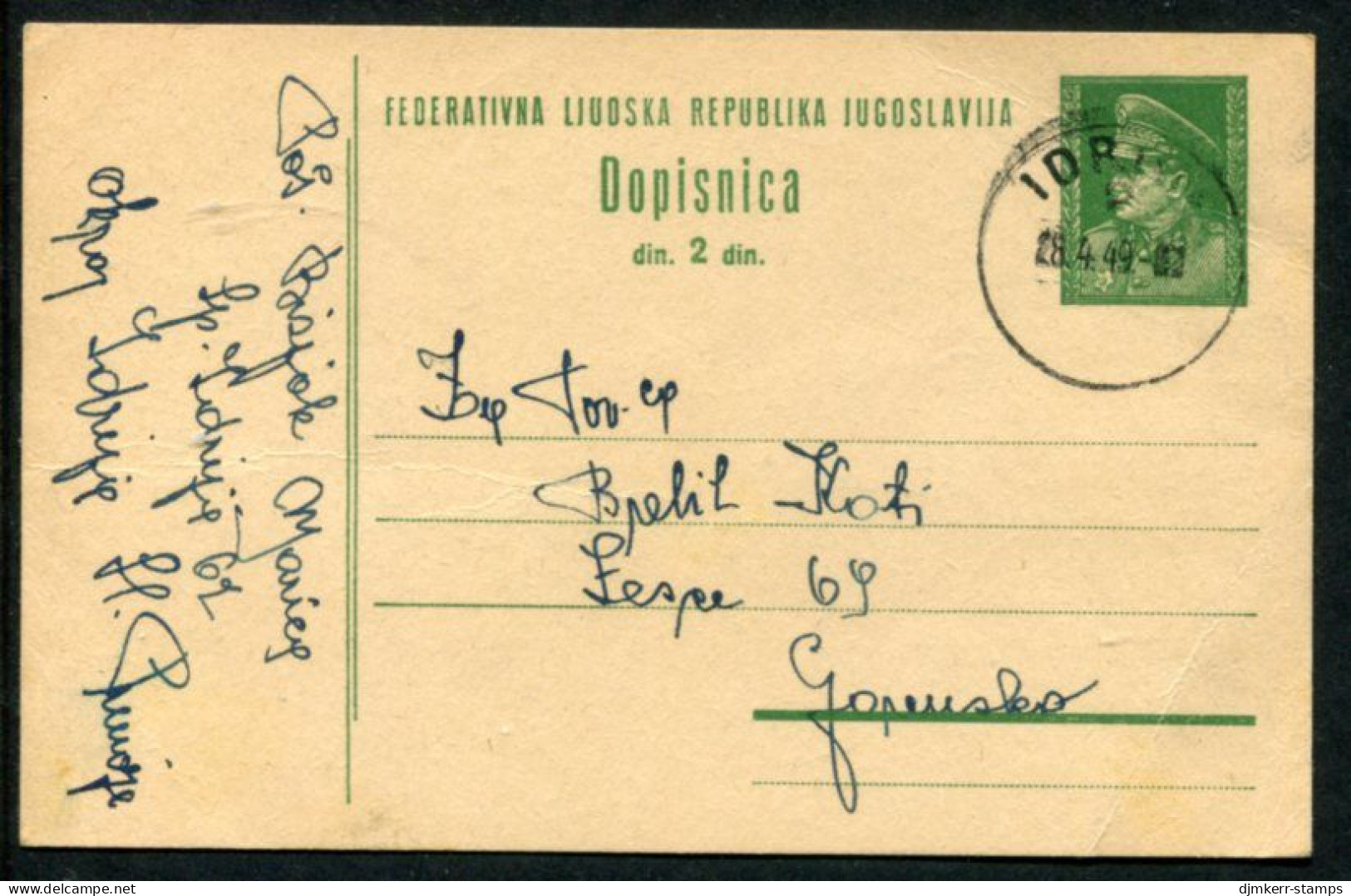 YUGOSLAVIA 1948 Tito 2 (d) Postal Stationery Card  With Text In Slovene, Used.  Michel P126 - Postal Stationery