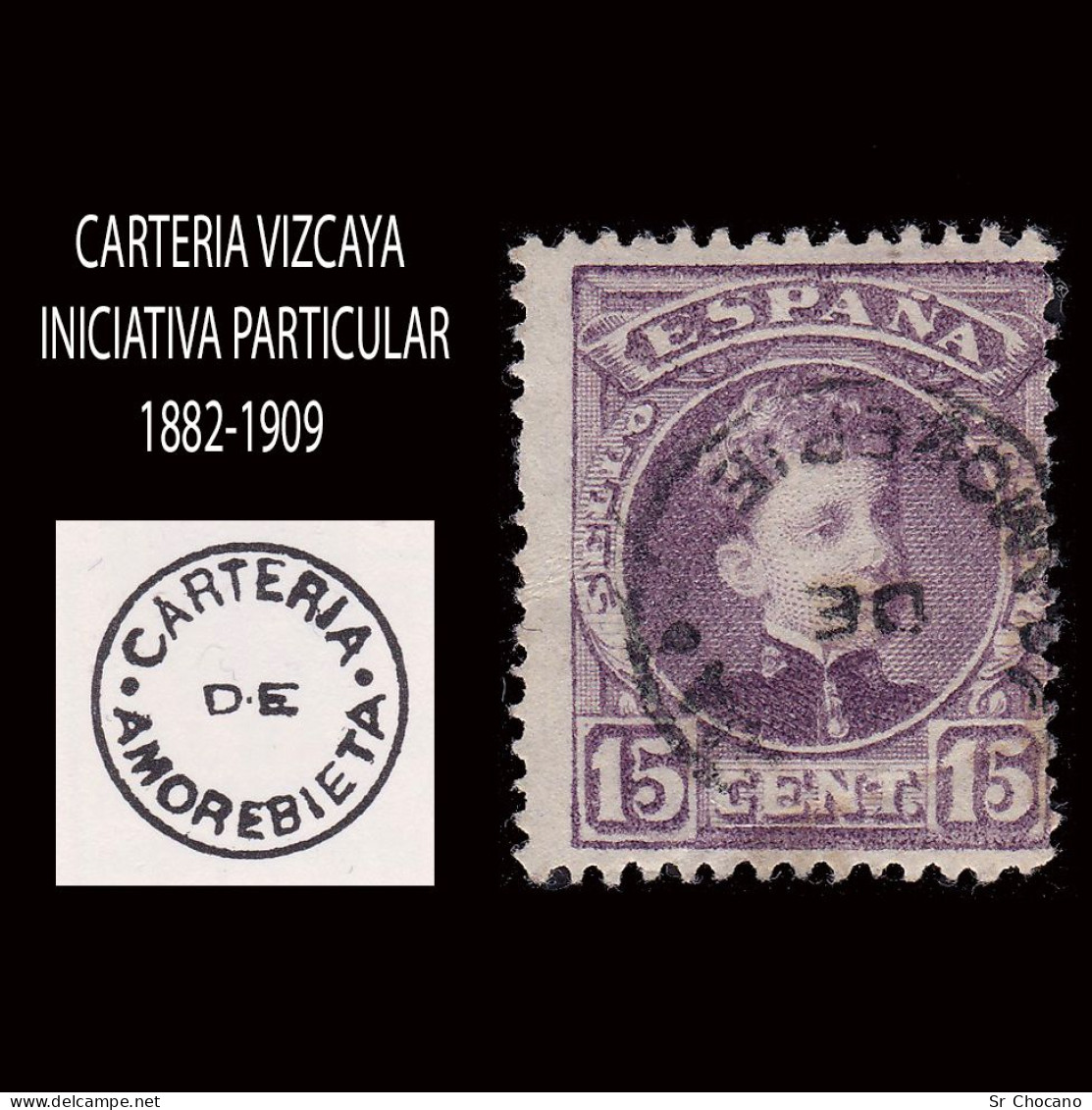 CARTERÍA INICIATIVA PARTICULAR.Alfonso XIII.VIZCAYA.AMOREBIETA.EDIFIL 246 - Usados