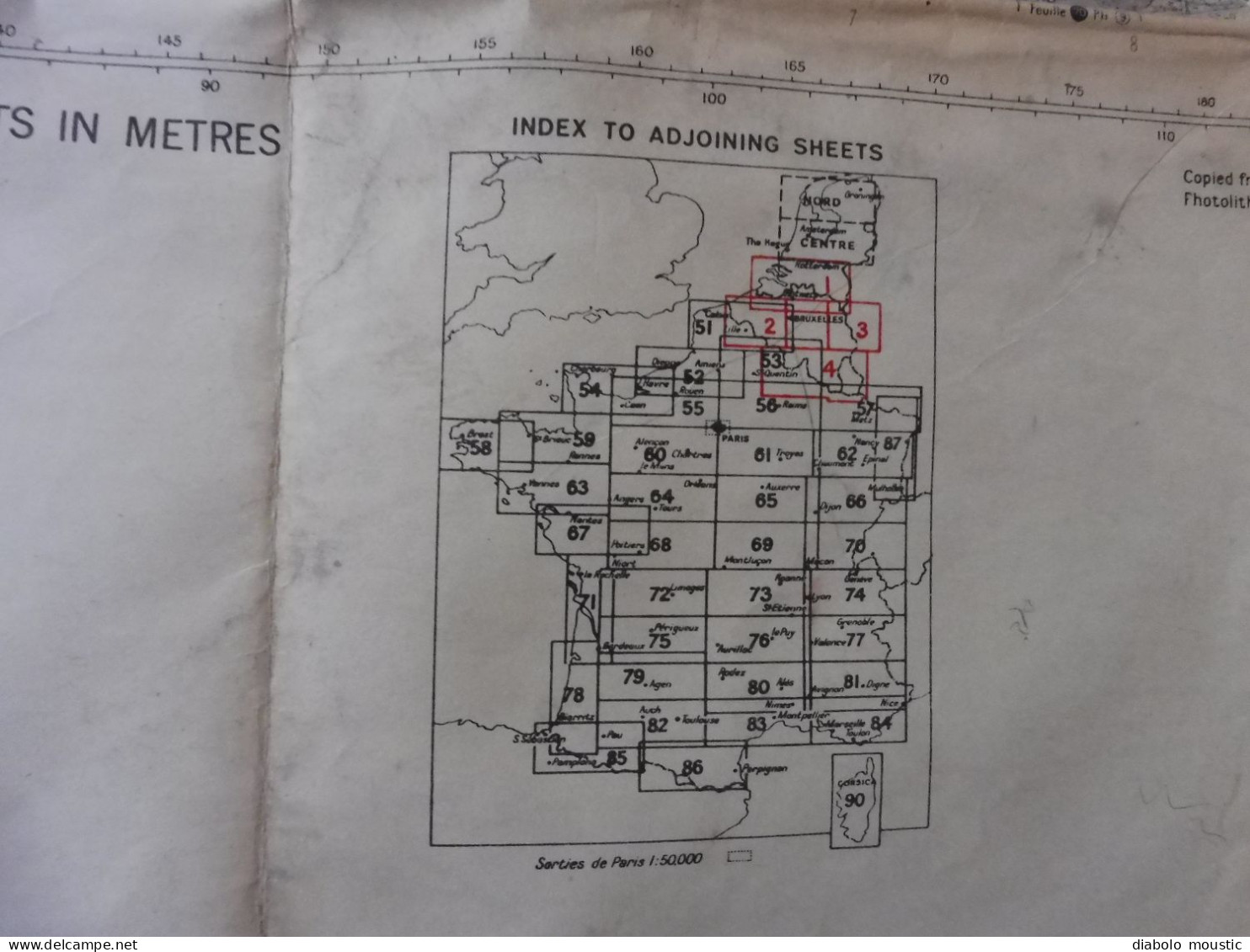 1943  SHEET 66   Carte de guerre DIJON - MULHOUSE  firts edition published by War Office  Dim. 116cm x 70cm