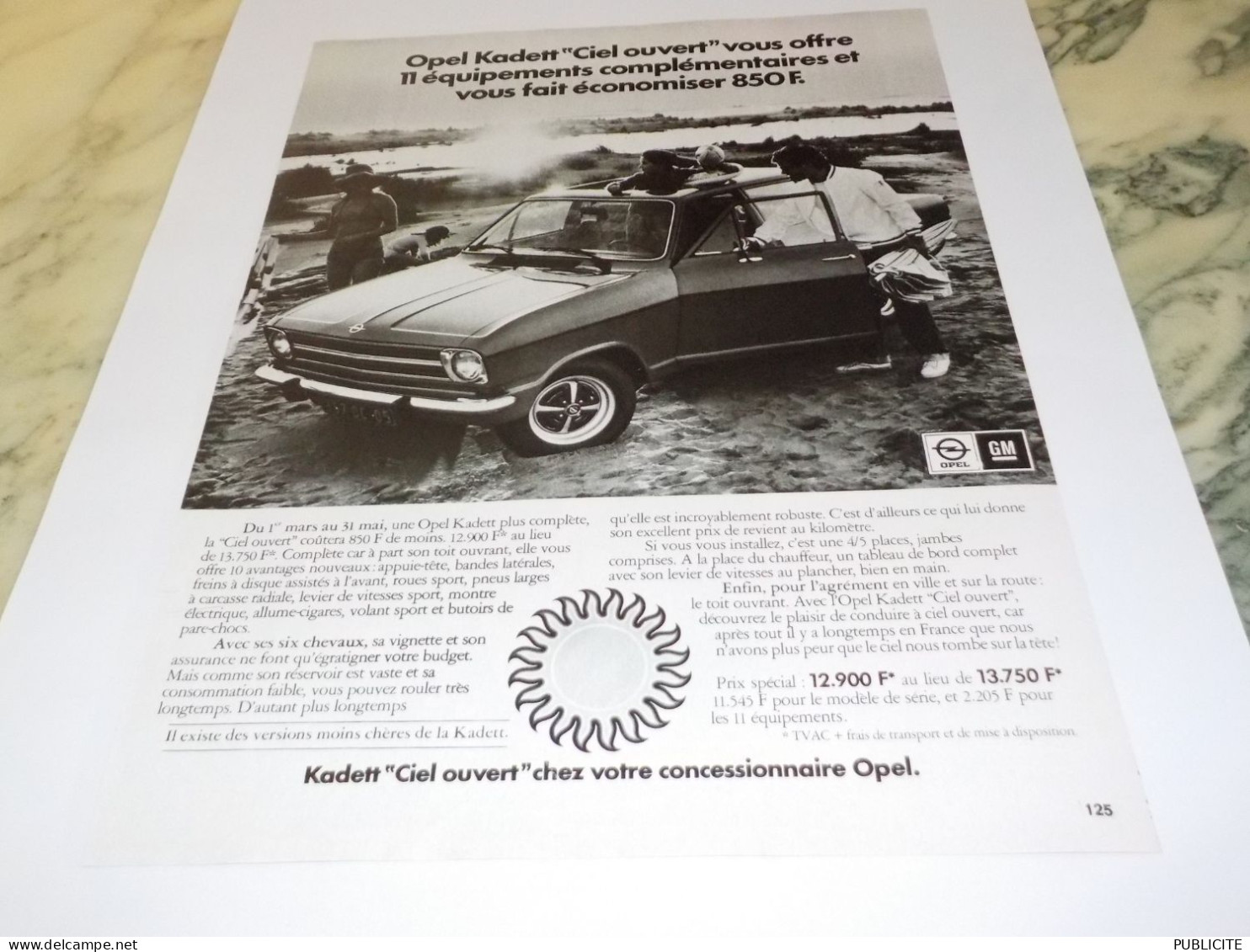 ANCIENNE PUBLICITE KADETT VOITURE  OPEL   1973 - Voitures