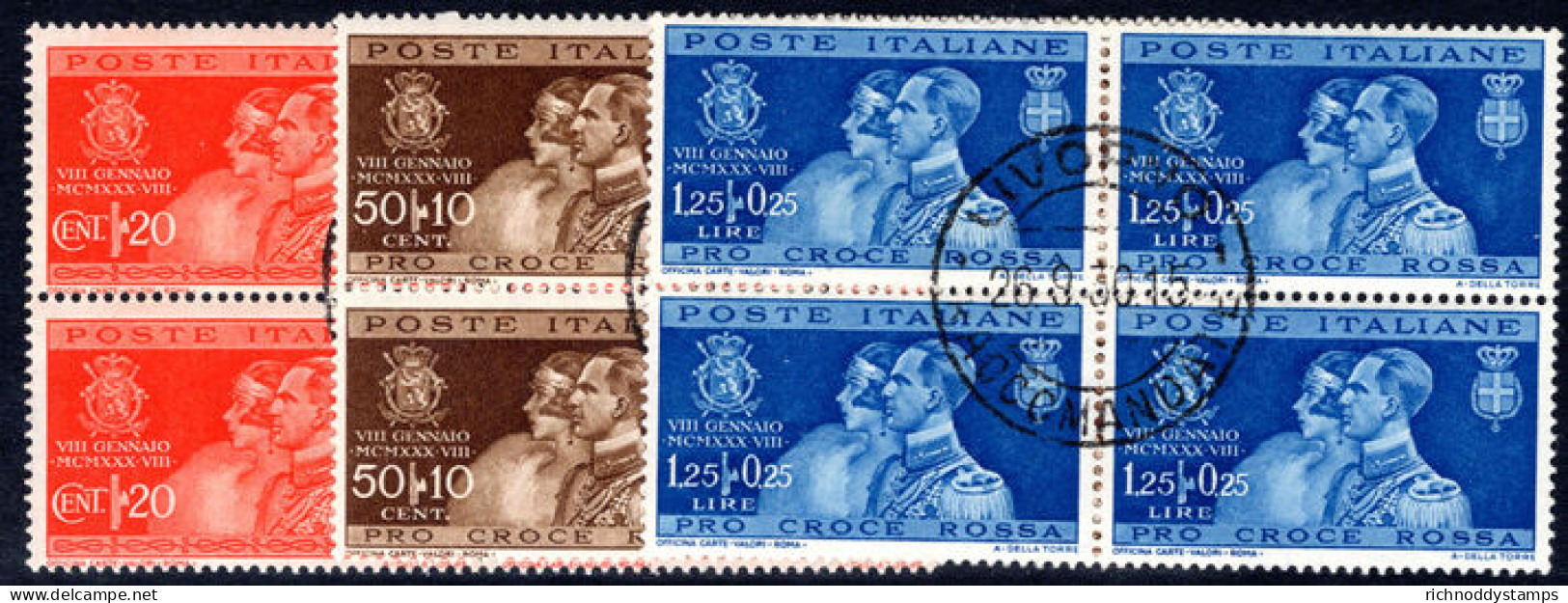 Italy 1930 Marriage Set In CTO Blocks Of 4 Fine Used. - Used