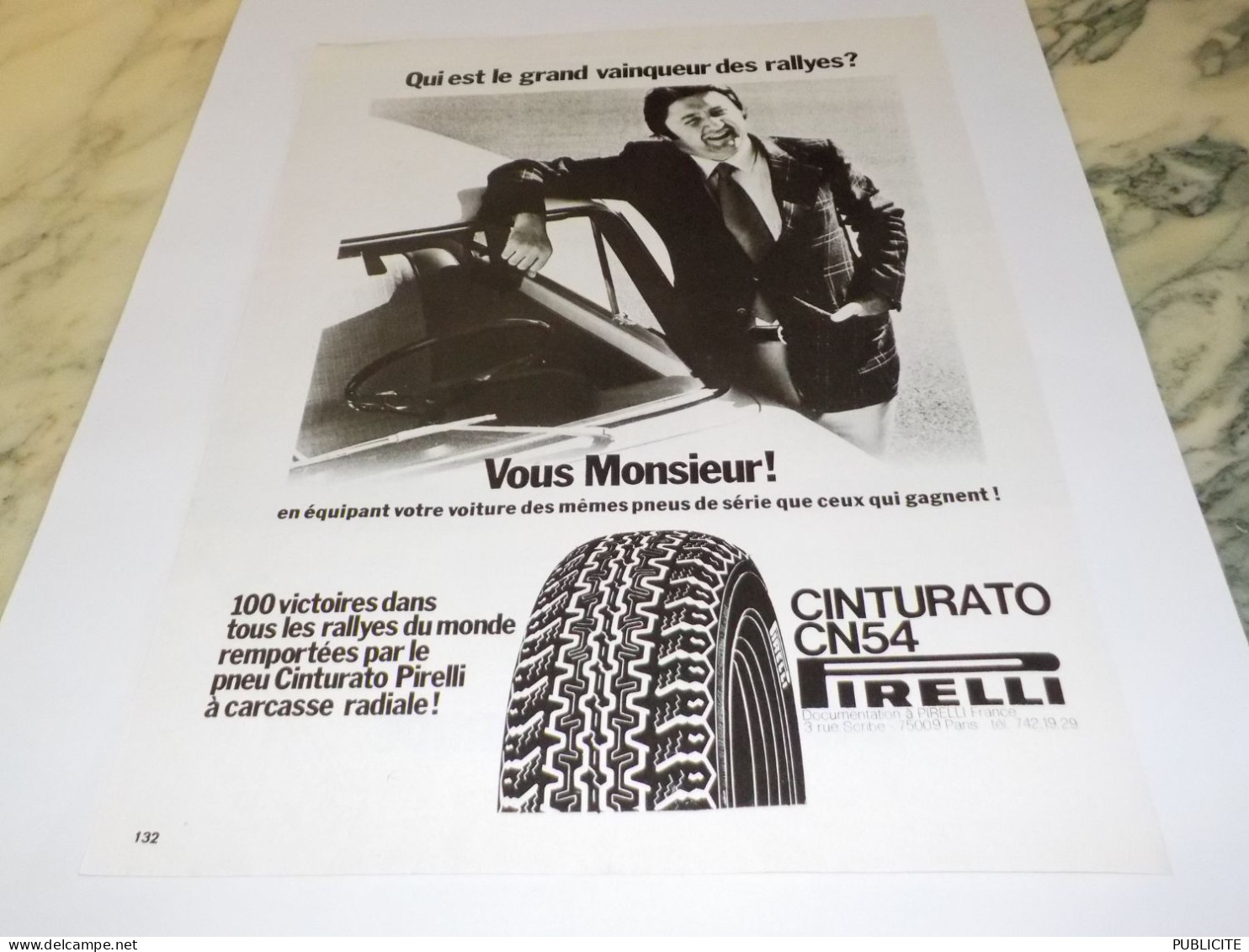 ANCIENNE PUBLICITE CINTURATO PNEU PIRELLI  1973 - Autres & Non Classés