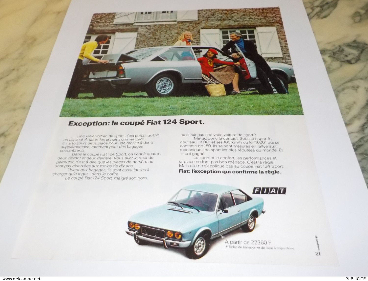 ANCIENNE PUBLICITE  COUPE FIAT 124 SPORT  1973 - Voitures