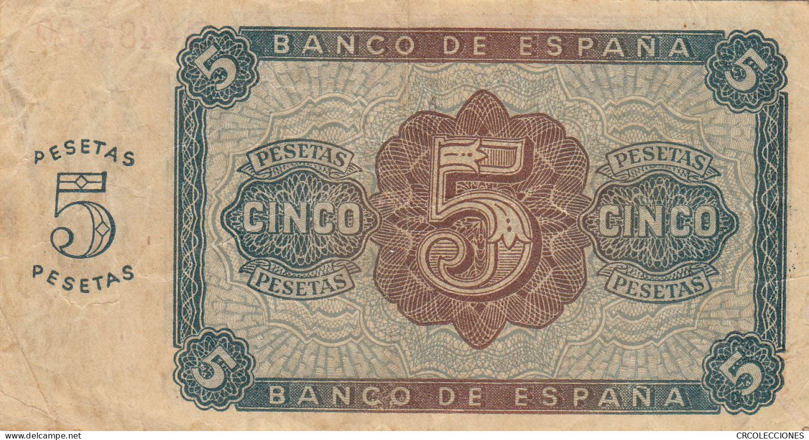 CRBS0763 BILLETE ESPAÑA 5 PESETAS 1938 MBC- - 5 Peseten