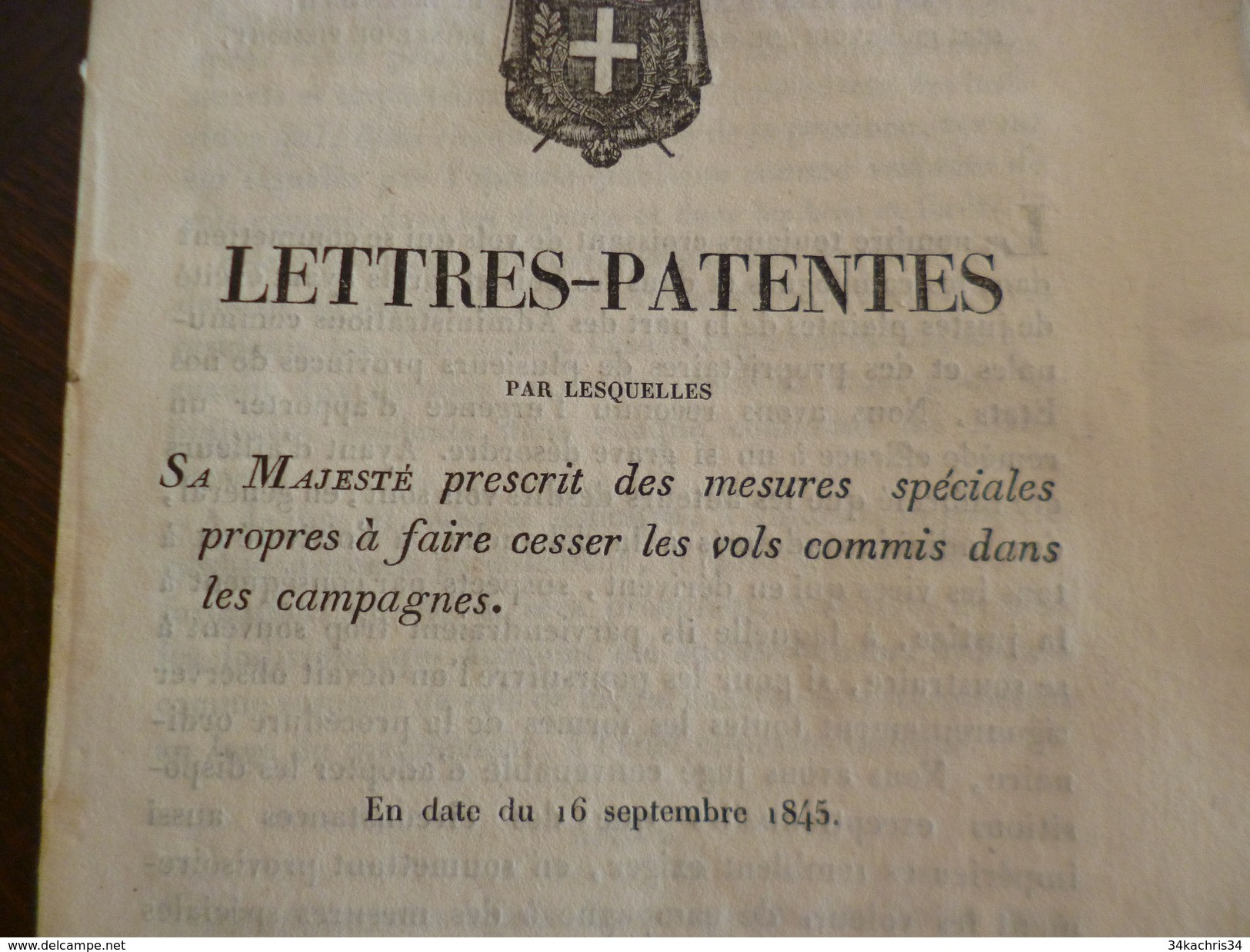 Lettres Patentes Charles Albert Roi Sardaigne, Chypre, Savoie Gênes,...16/091845 Mesures Vols Campagnes 12 Pages - Décrets & Lois