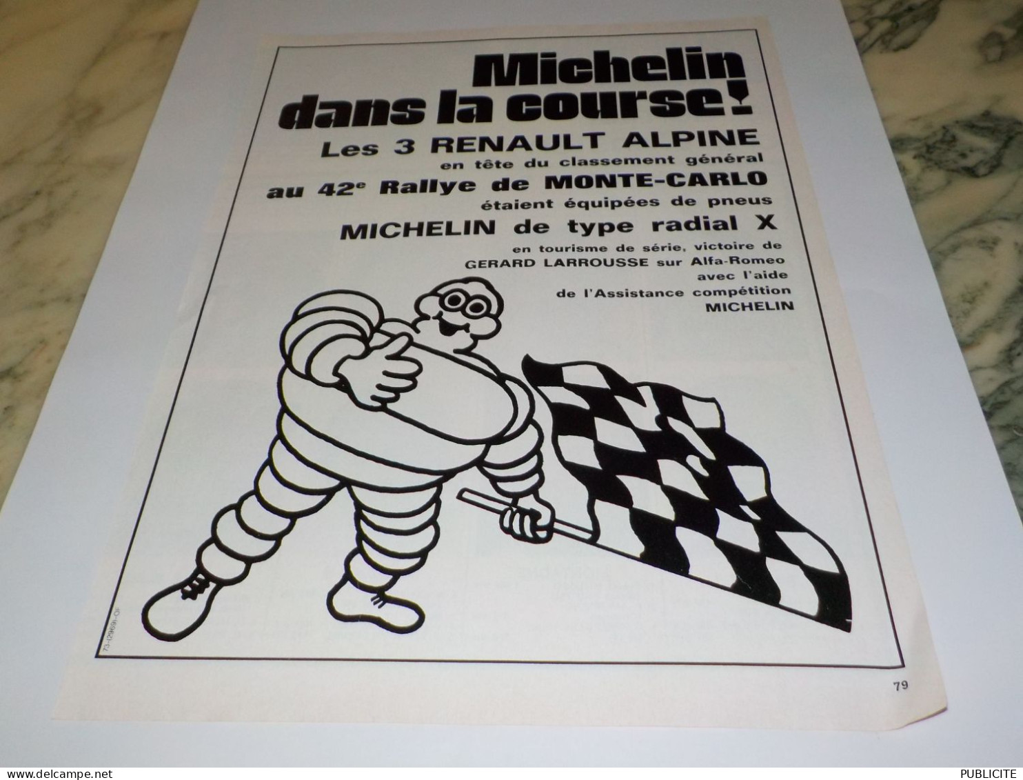 ANCIENNE PUBLICITE DANS LA COURSE  MICHELIN 1972 - Autres & Non Classés