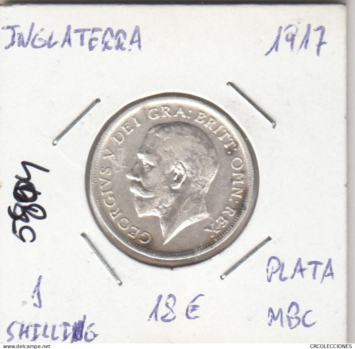 E5804 MONEDA INGLATERRA 1 SHILLING 1917 PLATA MBC - Otros & Sin Clasificación