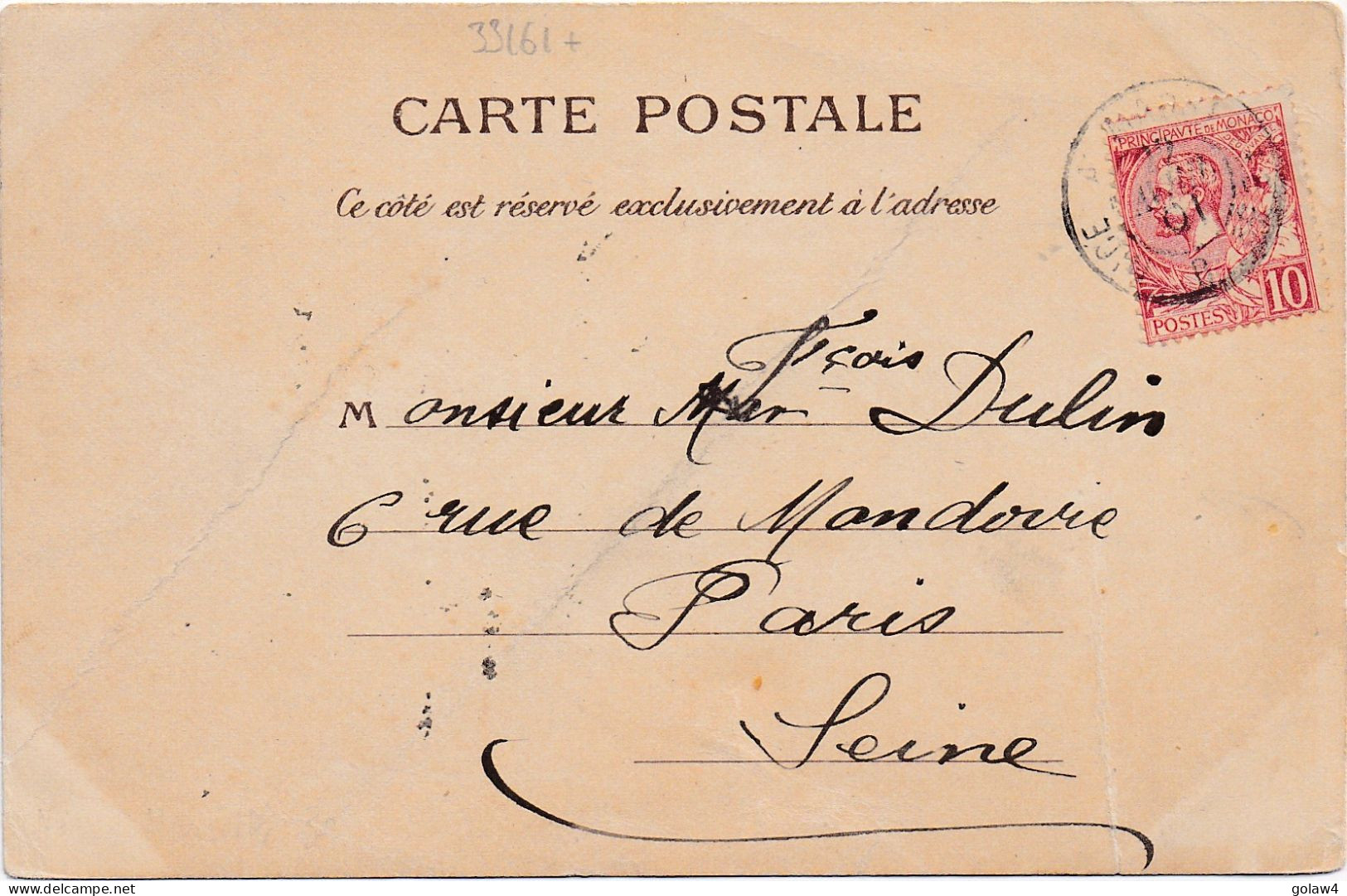 33161# CARTE POSTALE MONTE CARLO MONACO VALLON CHAPELLE STE DEVOTE Obl NICE A MARSEILLE 3° 1901 AMBULANT - Lettres & Documents